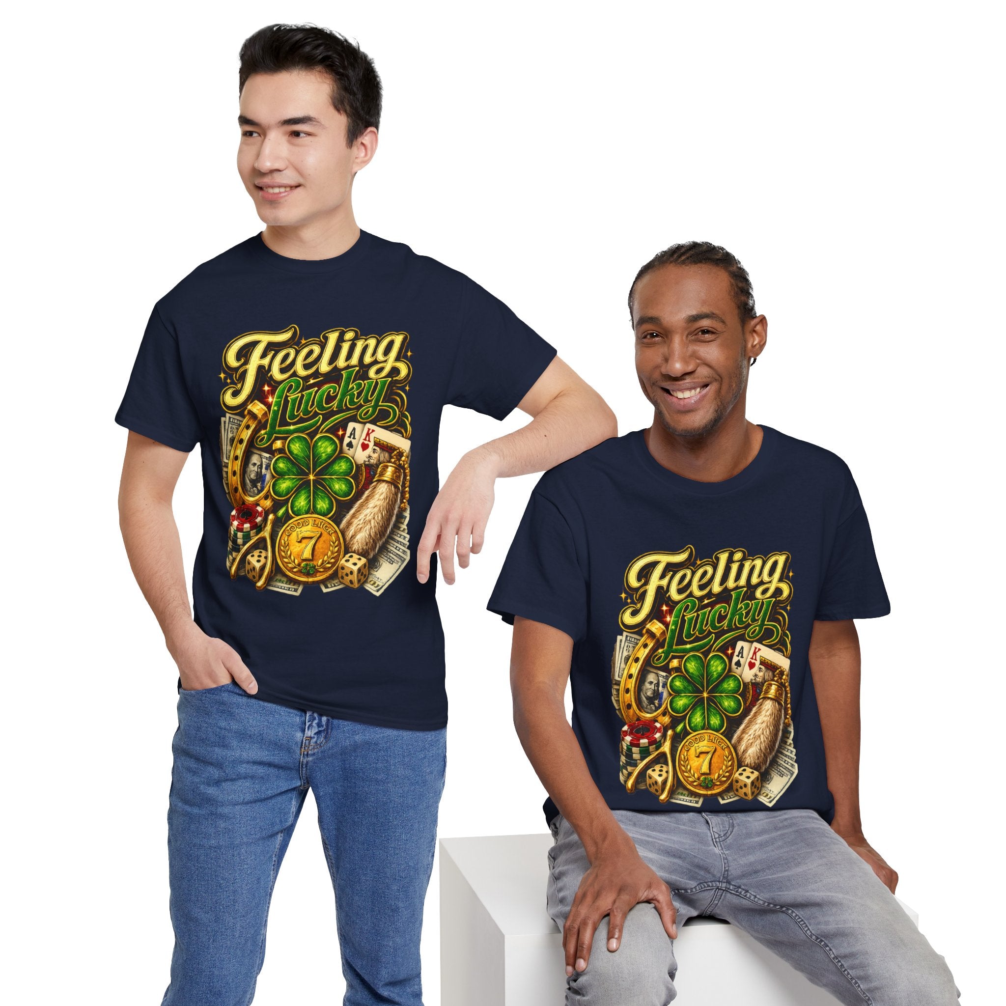 Feeling Lucky T‑Shirt — Vintage Casino Four‑Leaf Clover St. Patrick’s Tee