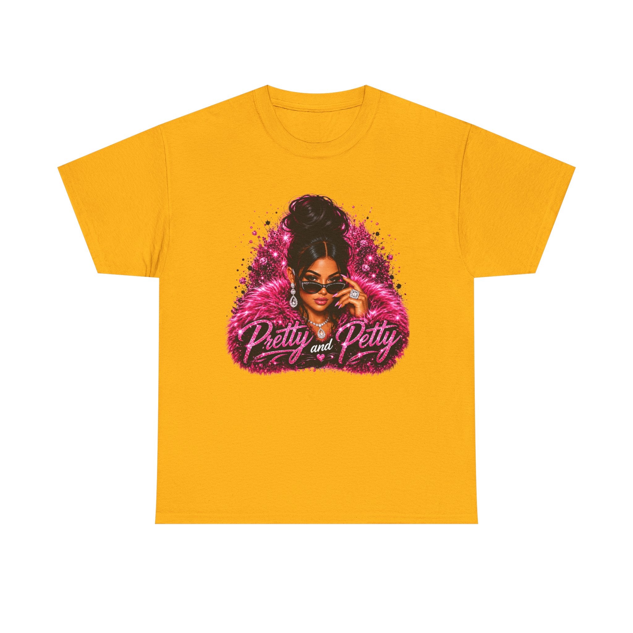 Pretty and Petty Graphic Tee — Bold Pink Afro Chic Women's Shirt