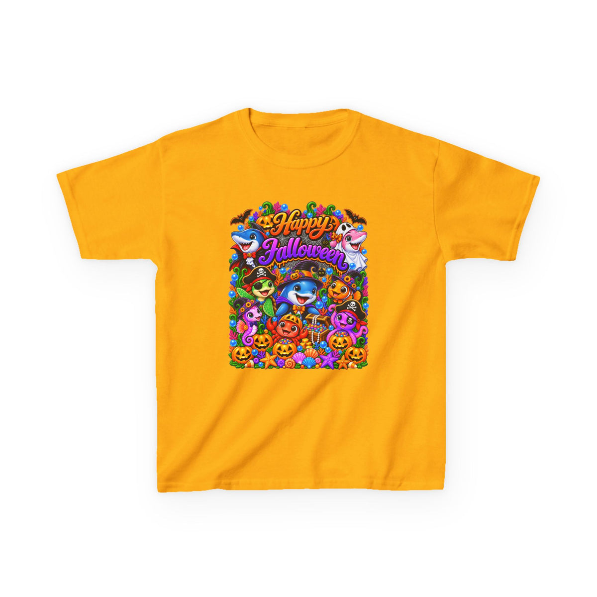 Kids Halloween T-Shirt — Colorful Happy Halloween Cartoon Design