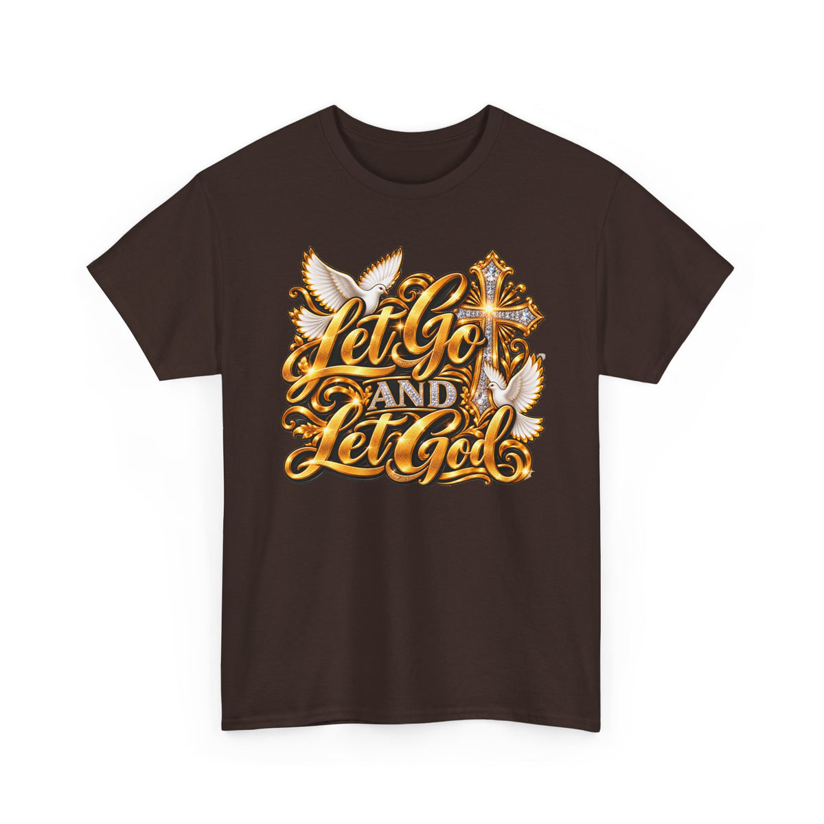 Let Go and Let God T-Shirt — Inspirational Christian Faith Tee with Dove & Cross