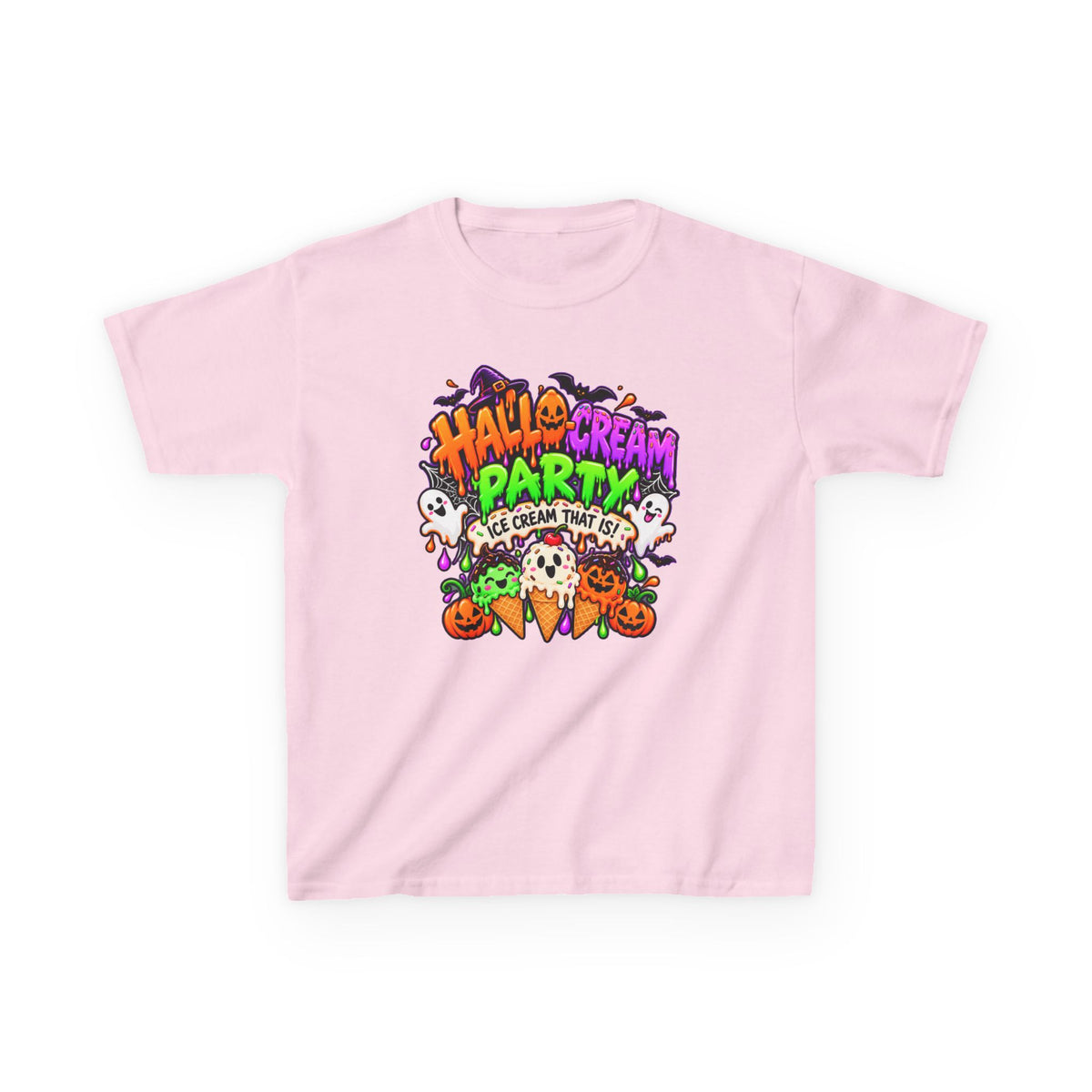 Kids Halloween Ice Cream Party T-Shirt — Cute Spooky Ghosts & Pumpkin Treats