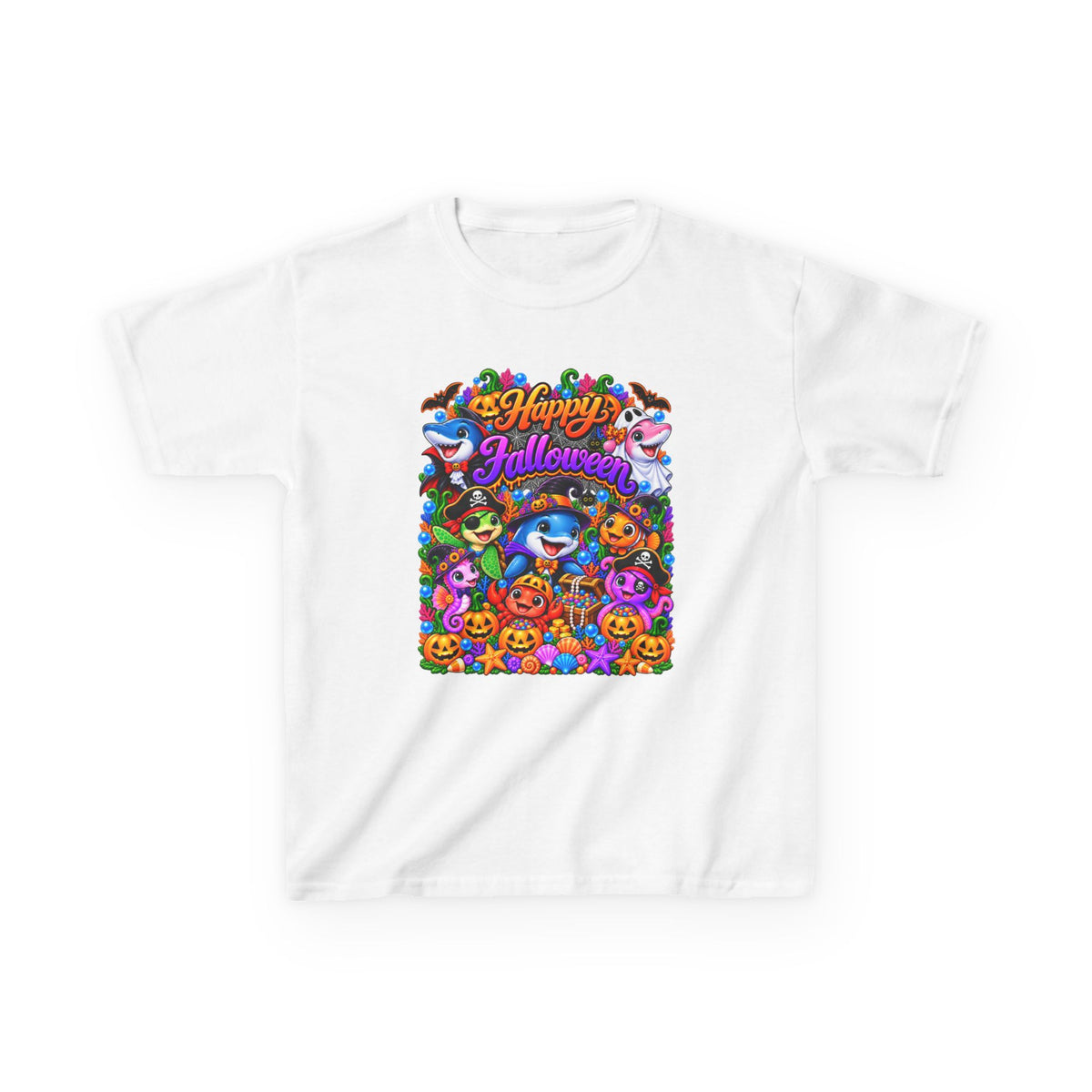 Kids Halloween T-Shirt — Colorful Happy Halloween Cartoon Design