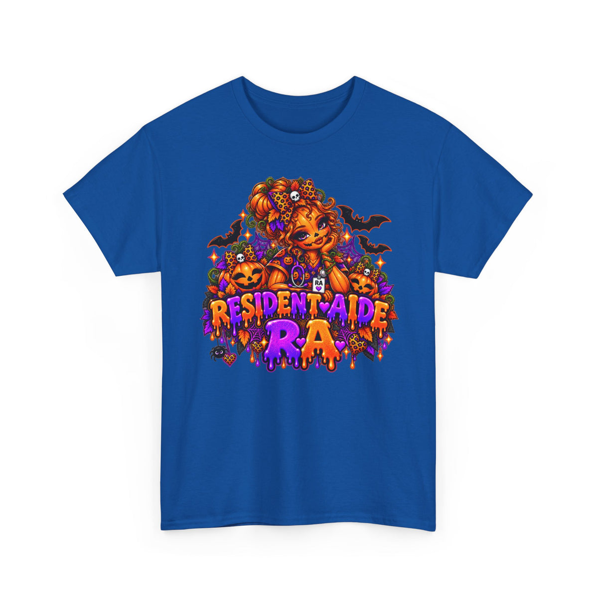 Resident Aide Halloween Tee — Spooky Pumpkin Nurse graphic T-Shirt