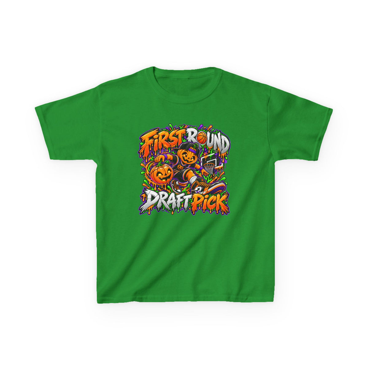 Kids T‑Shirt — 'First Round Draft Pick' Halloween Pumpkin Graphic Tee