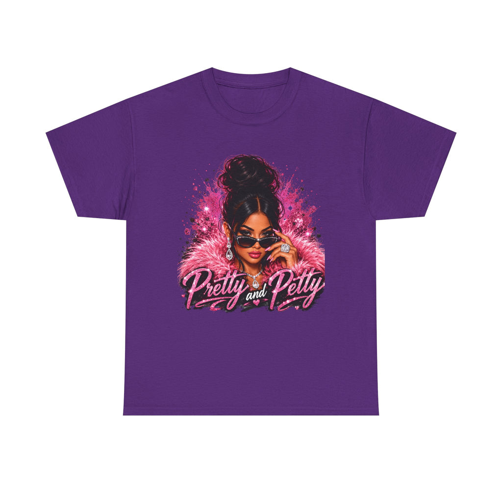 Pretty and Petty Graphic Tee — Bold Pink Afro Chic Women's Shirt