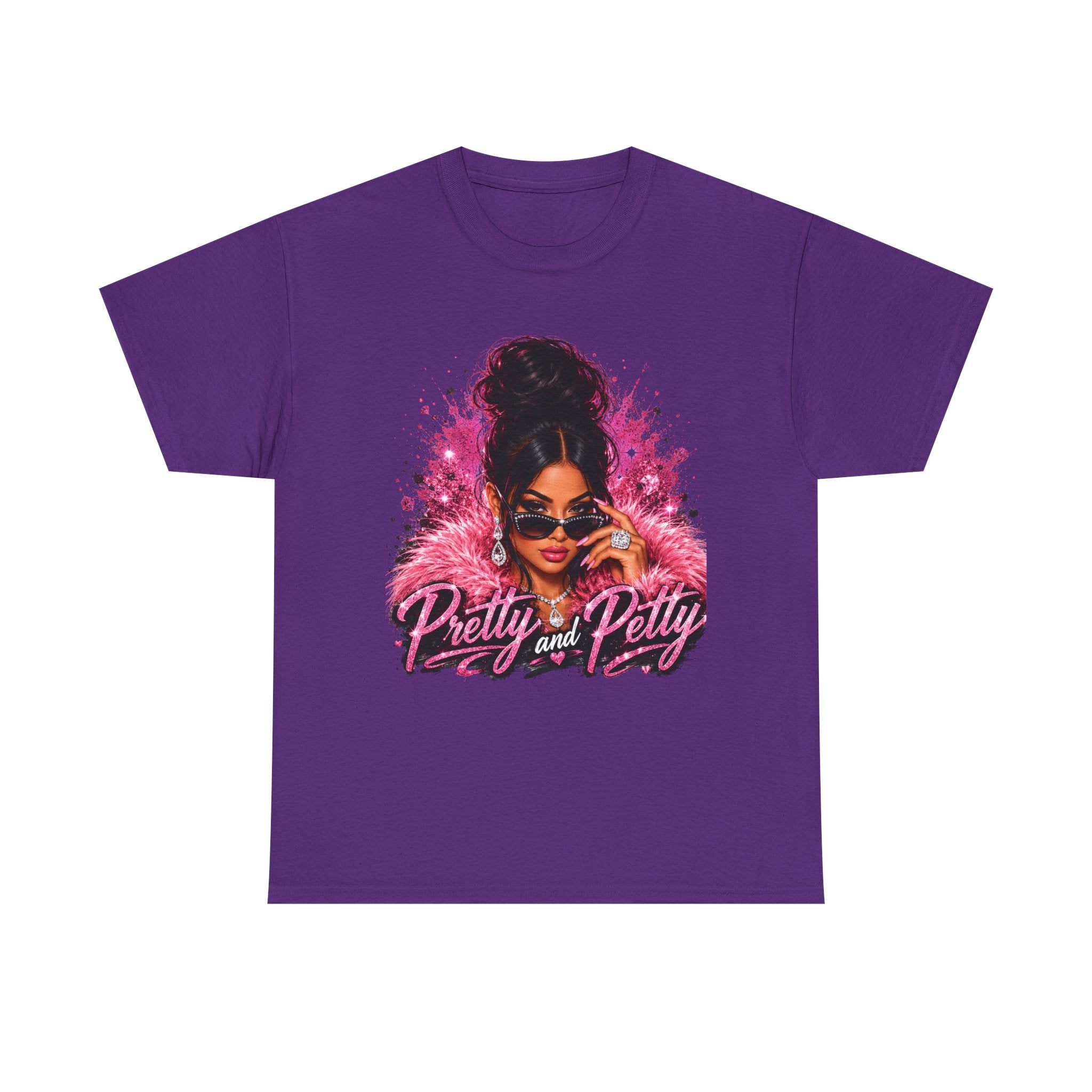 Pretty and Petty Graphic Tee — Bold Pink Afro Chic Women's Shirt