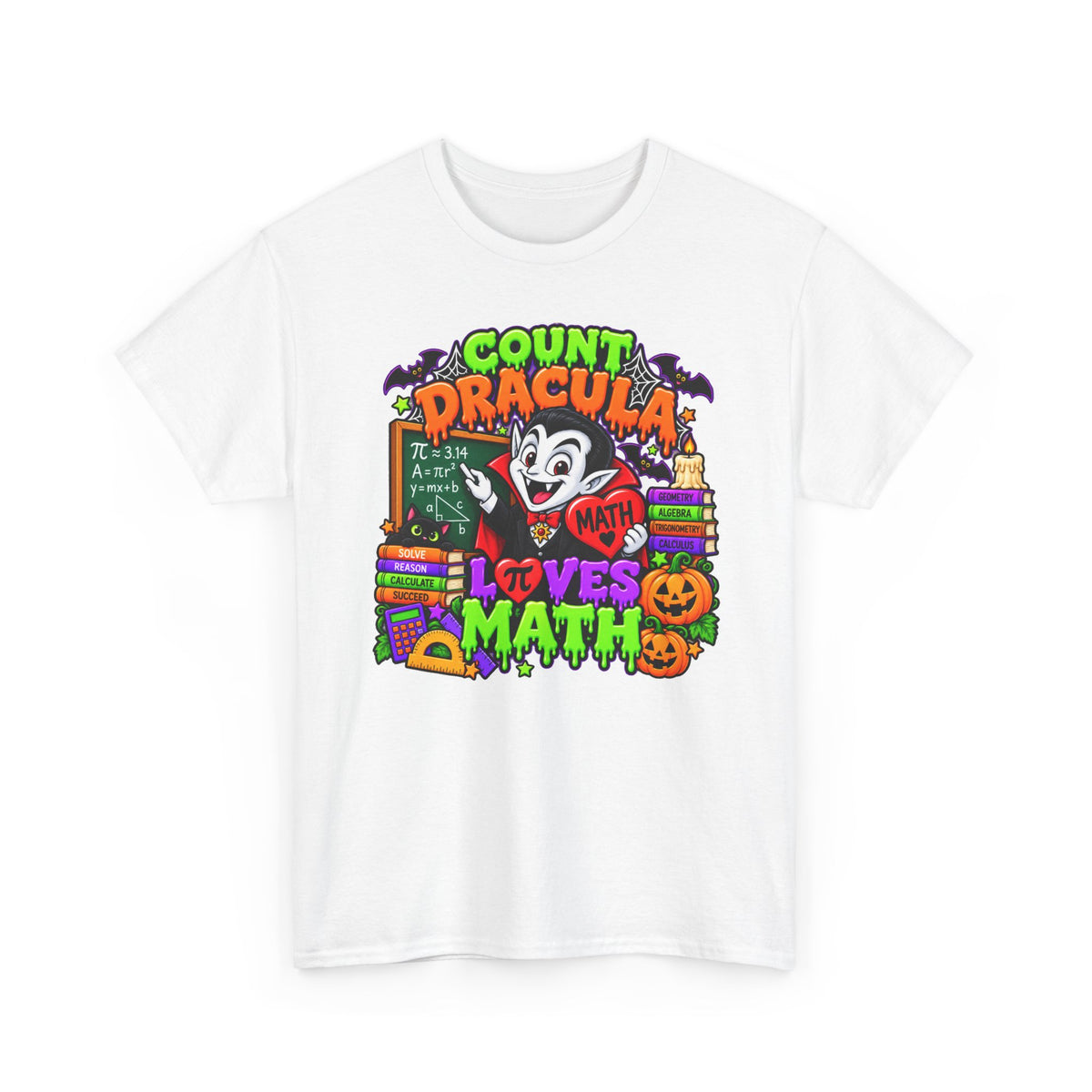 Count Dracula Loves Math T-Shirt – Halloween Teacher / Math Lover Tee