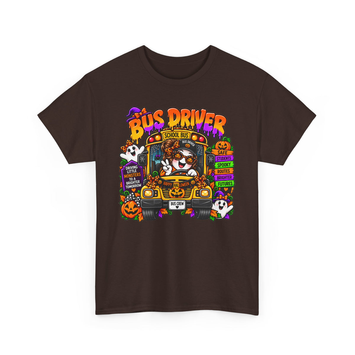 Halloween Bus Driver T‑Shirt – Cute Spooky School Bus Tee