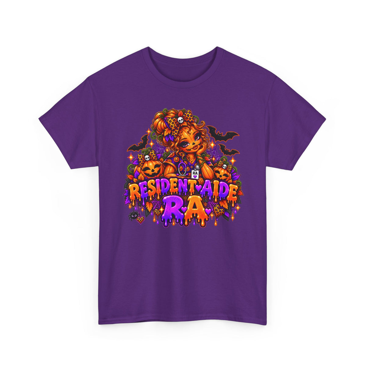 Resident Aide Halloween Tee — Spooky Pumpkin Nurse graphic T-Shirt