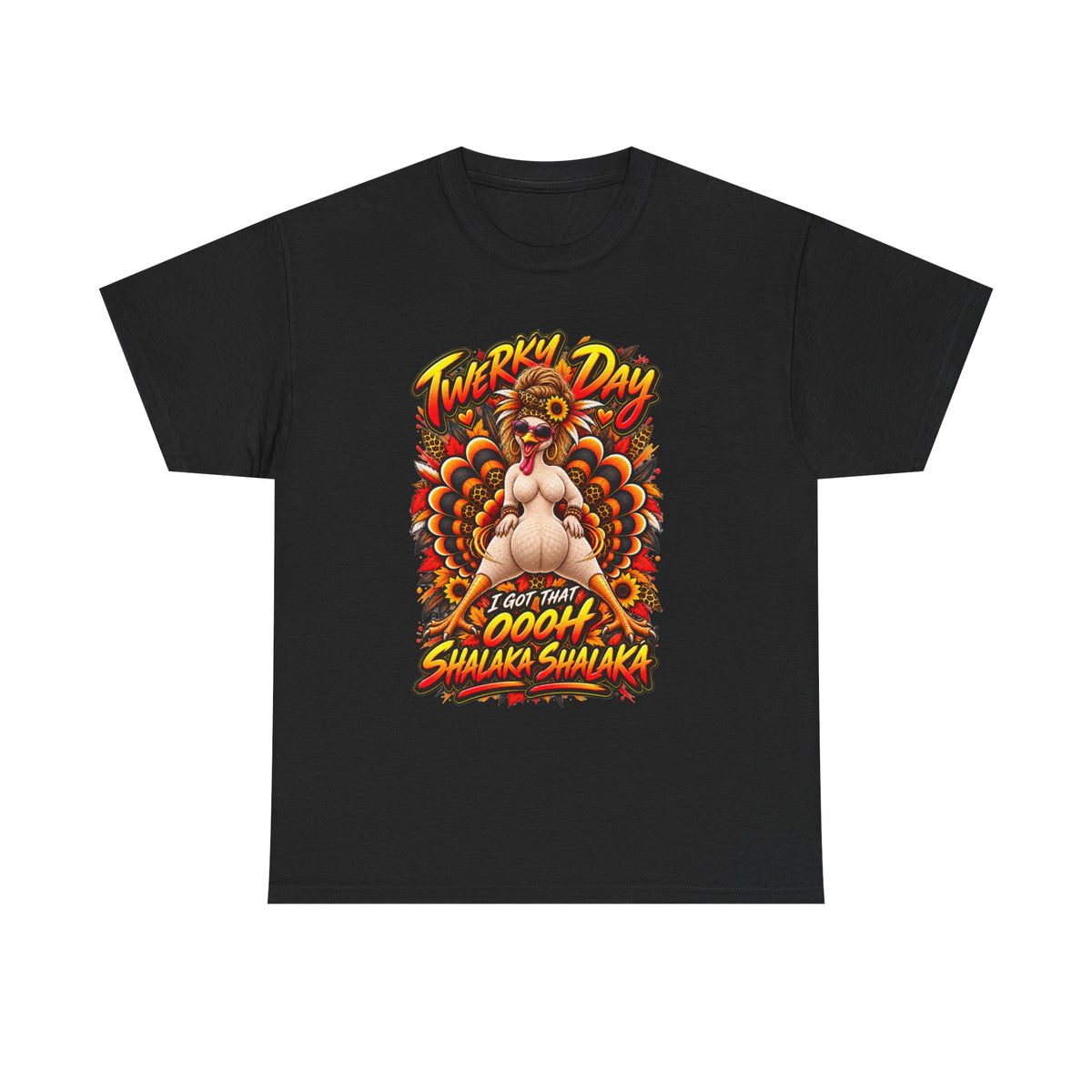 T-Shirt — "Twerkly Day" Funny Thanksgiving Turkey Graphic Tee - That Ooooh Shalaka Shalaka)