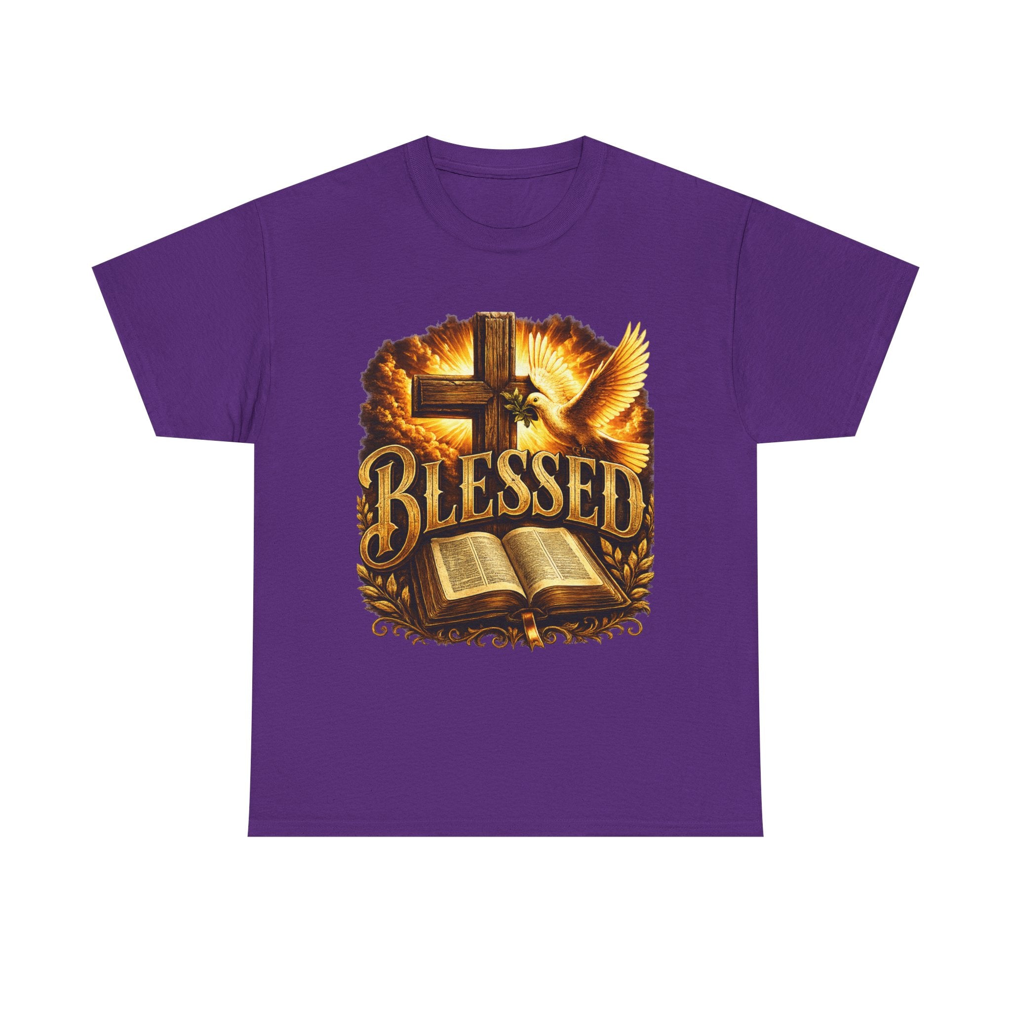 Blessed Christian Tee — Cross, Dove & Bible Faith Shirt