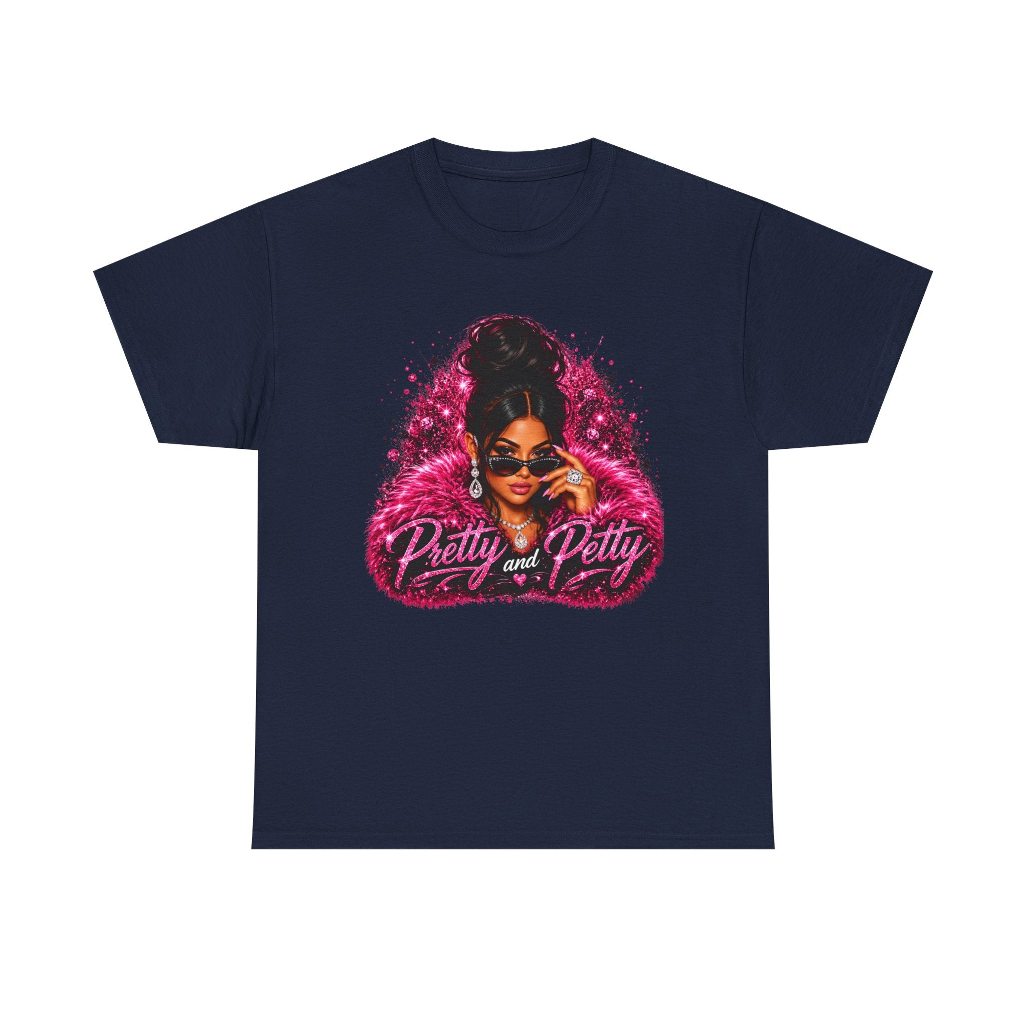 Pretty and Petty Graphic Tee — Bold Pink Afro Chic Women's Shirt
