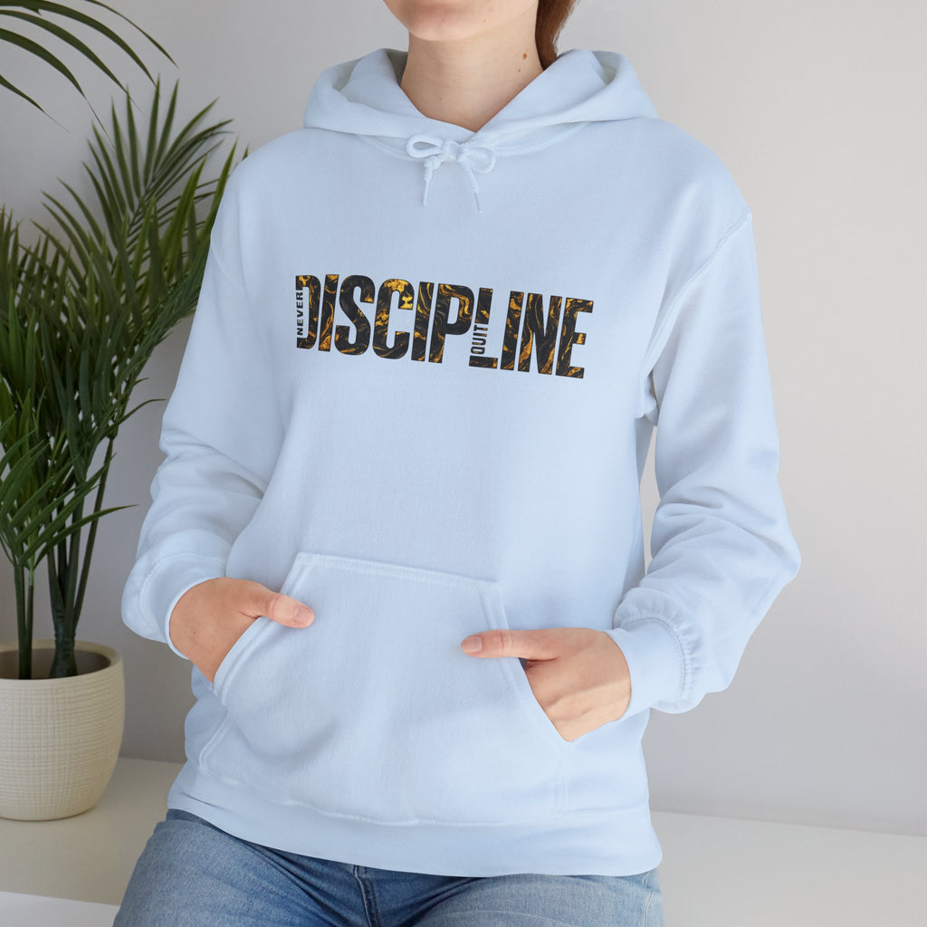 Discipline Hoodie — Bold Marble Print Motivational Sweatshirt