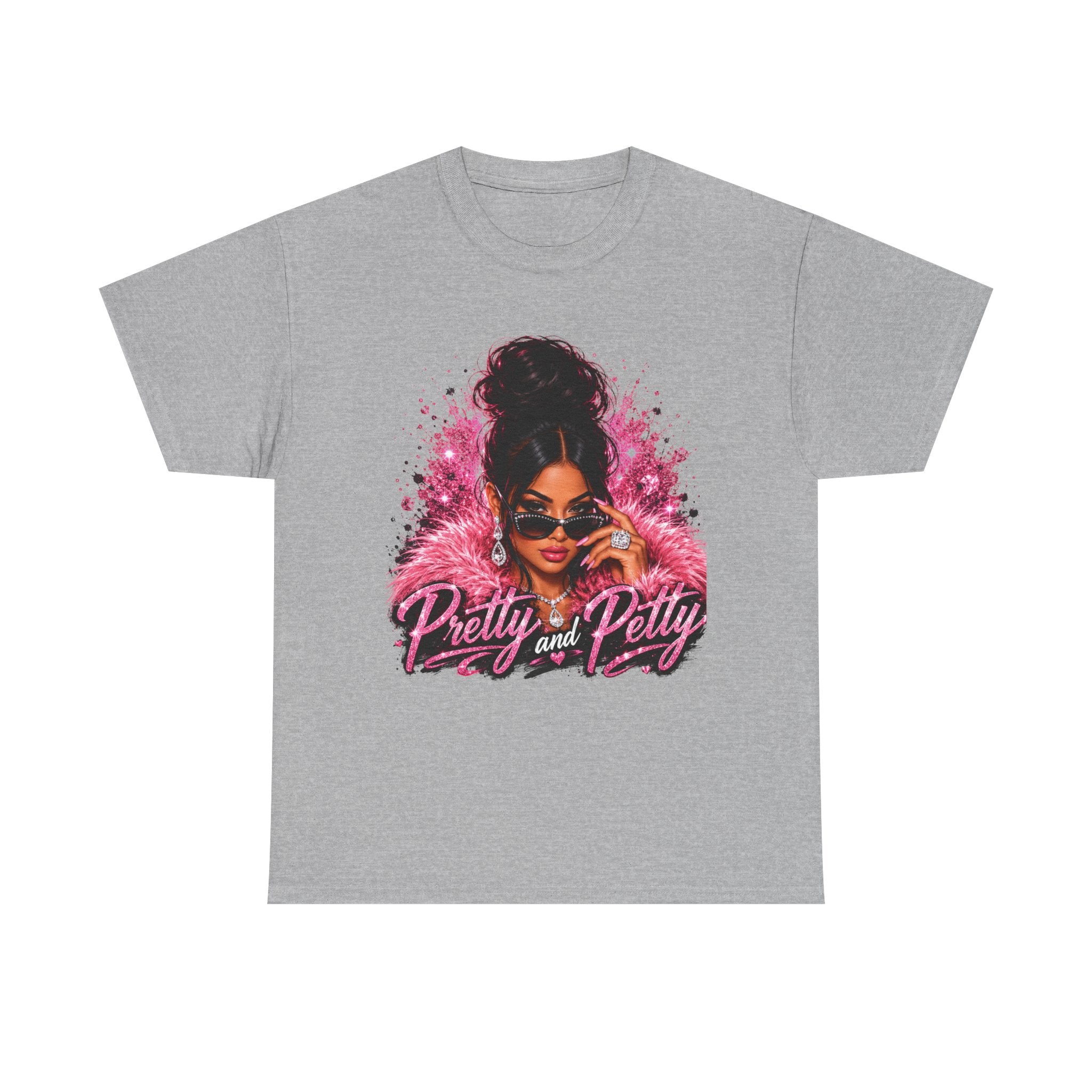 Pretty and Petty Graphic Tee — Bold Pink Afro Chic Women's Shirt