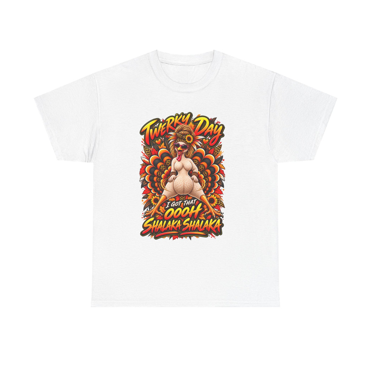 T-Shirt — "Twerkly Day" Funny Thanksgiving Turkey Graphic Tee - That Ooooh Shalaka Shalaka)