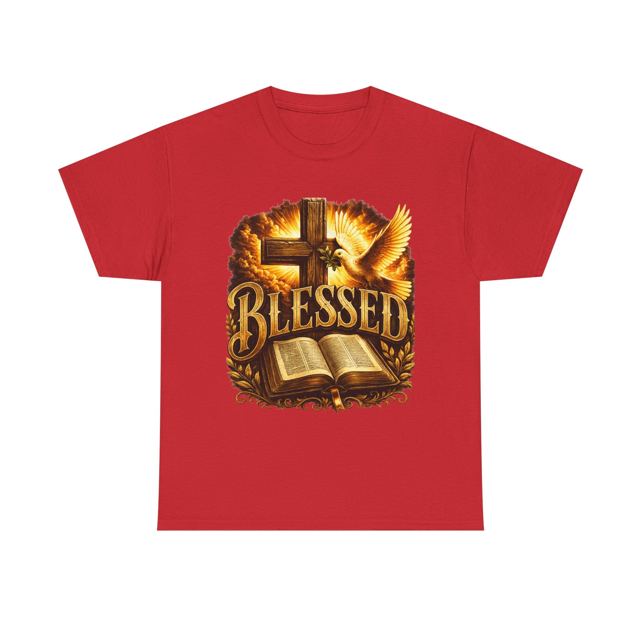 Blessed Christian Tee — Cross, Dove & Bible Faith Shirt