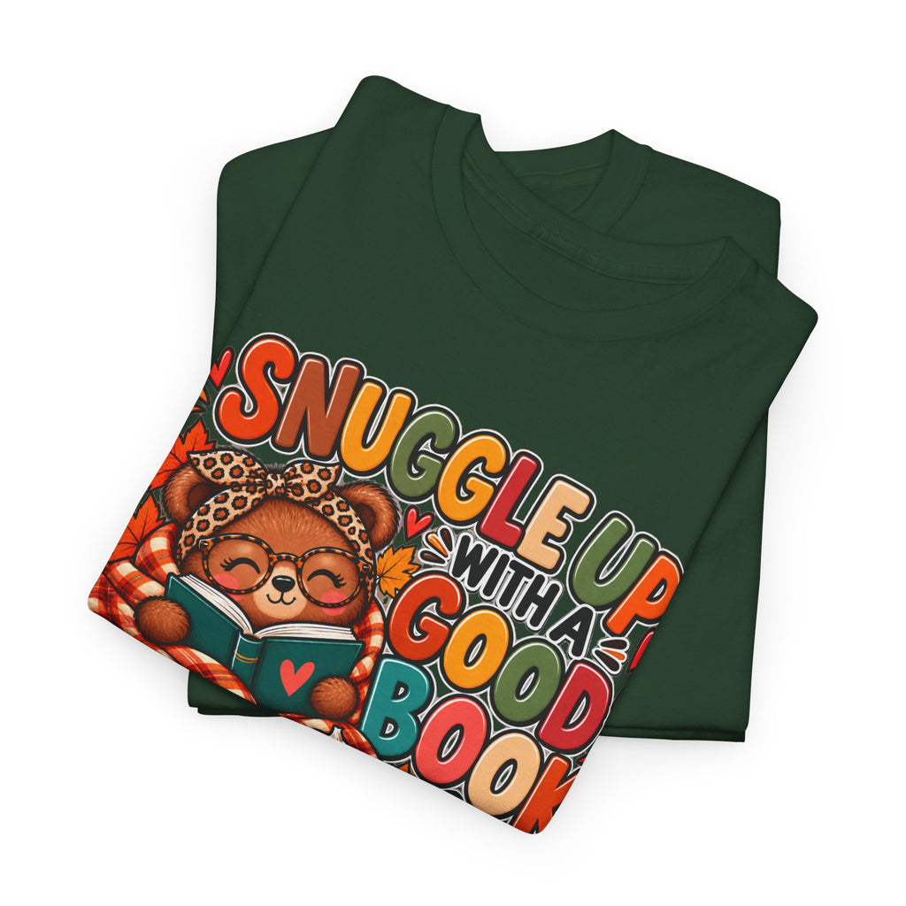 Cozy Fall Reading T‑Shirt - "Snuggle Up With A Good Book" Cute Autumn Booklover Tee