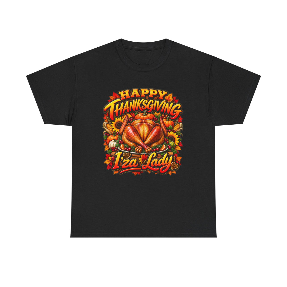 Thanksgiving Iza Lady T-Shirt – Festive Turkey Holiday Tee