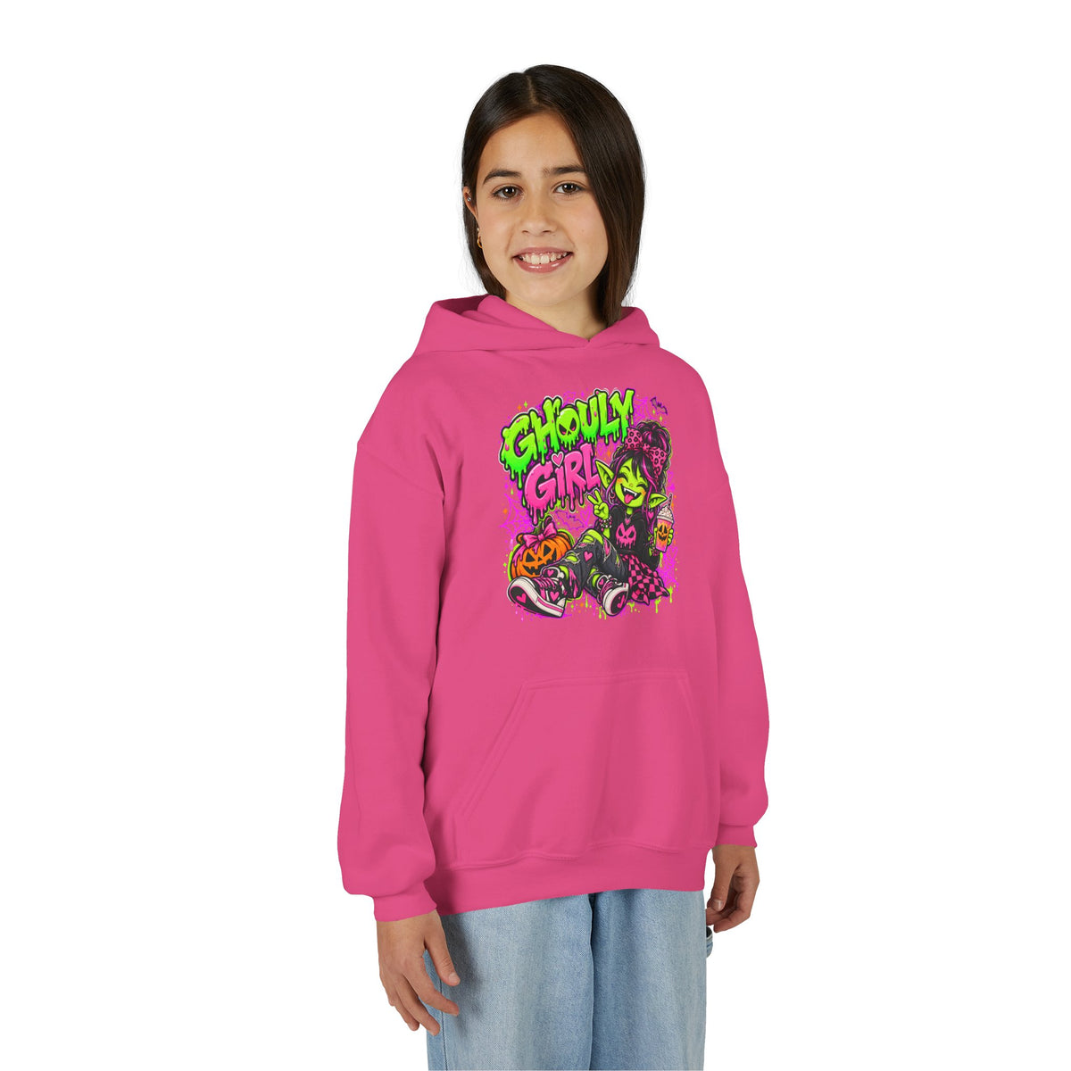 Ghoulie Girl Youth Hoodie — Cute Spooky Halloween Sweatshirt for Kids