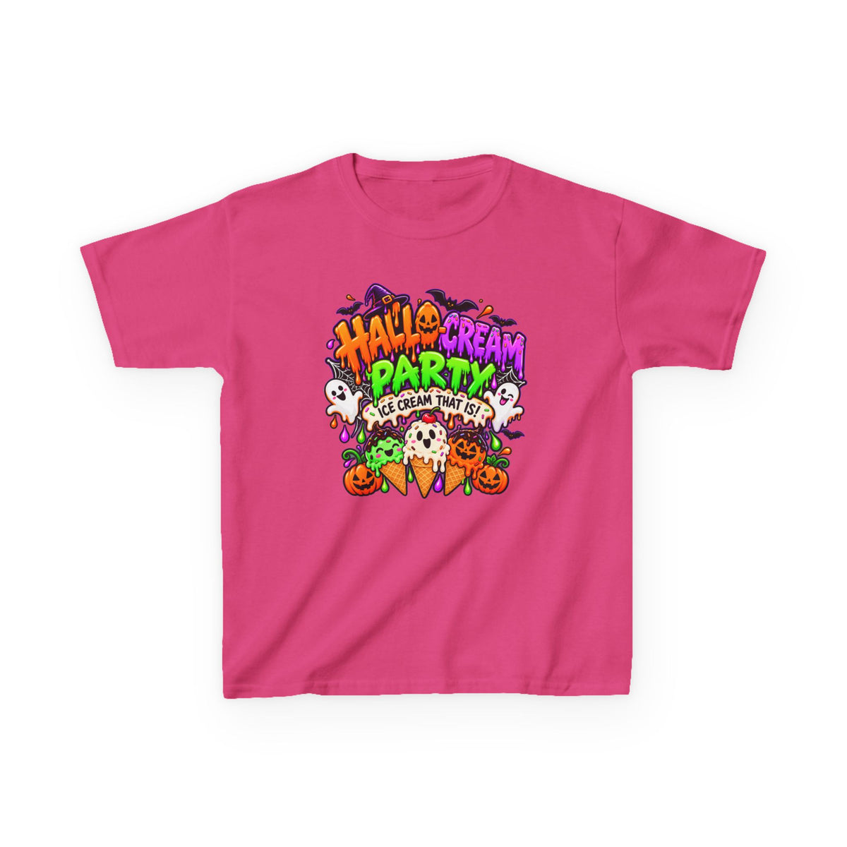 Kids Halloween Ice Cream Party T-Shirt — Cute Spooky Ghosts & Pumpkin Treats