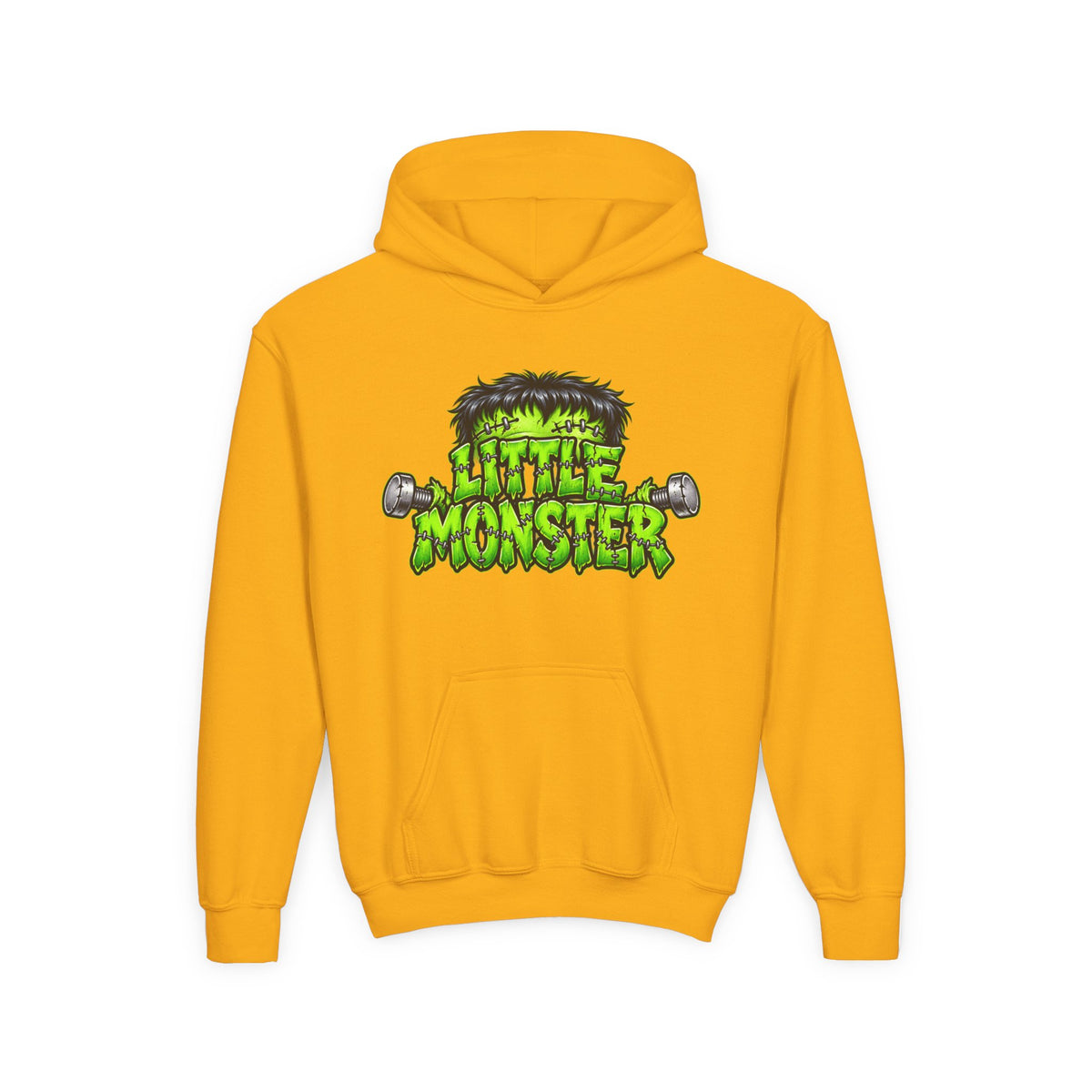 Youth Hoodie "Little Monster" Green Cartoon Kids Sweatshirt