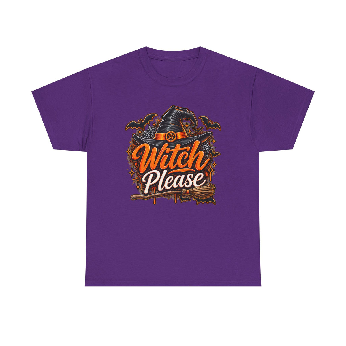 Witch Please T‑Shirt — Funny Halloween Witch Hat & Broom Tee