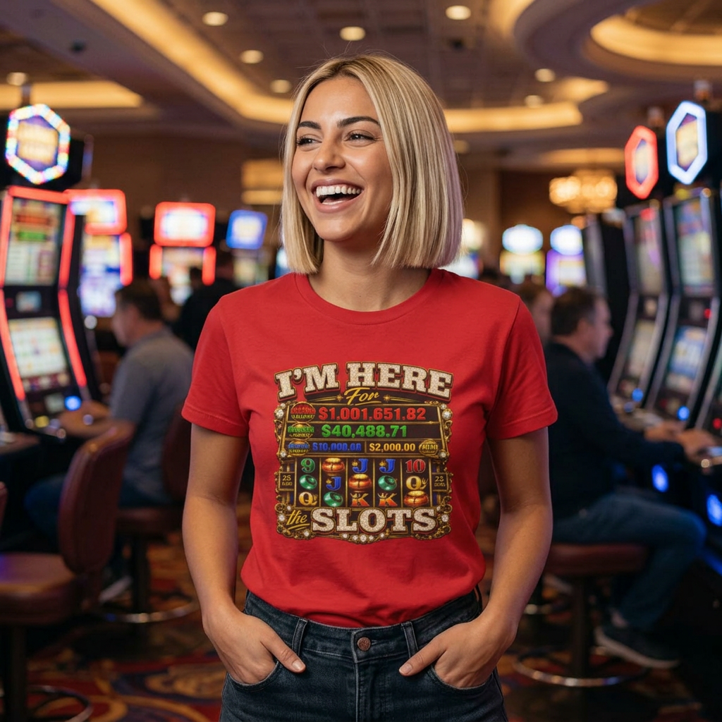 Slots T-Shirt — "I'm Here for the Slots" Casino Graphic Tee