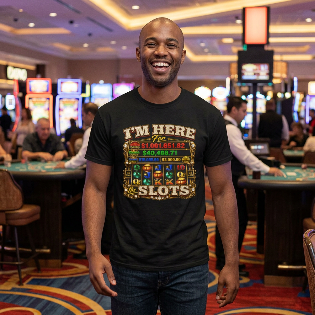 Slots T-Shirt — "I'm Here for the Slots" Casino Graphic Tee