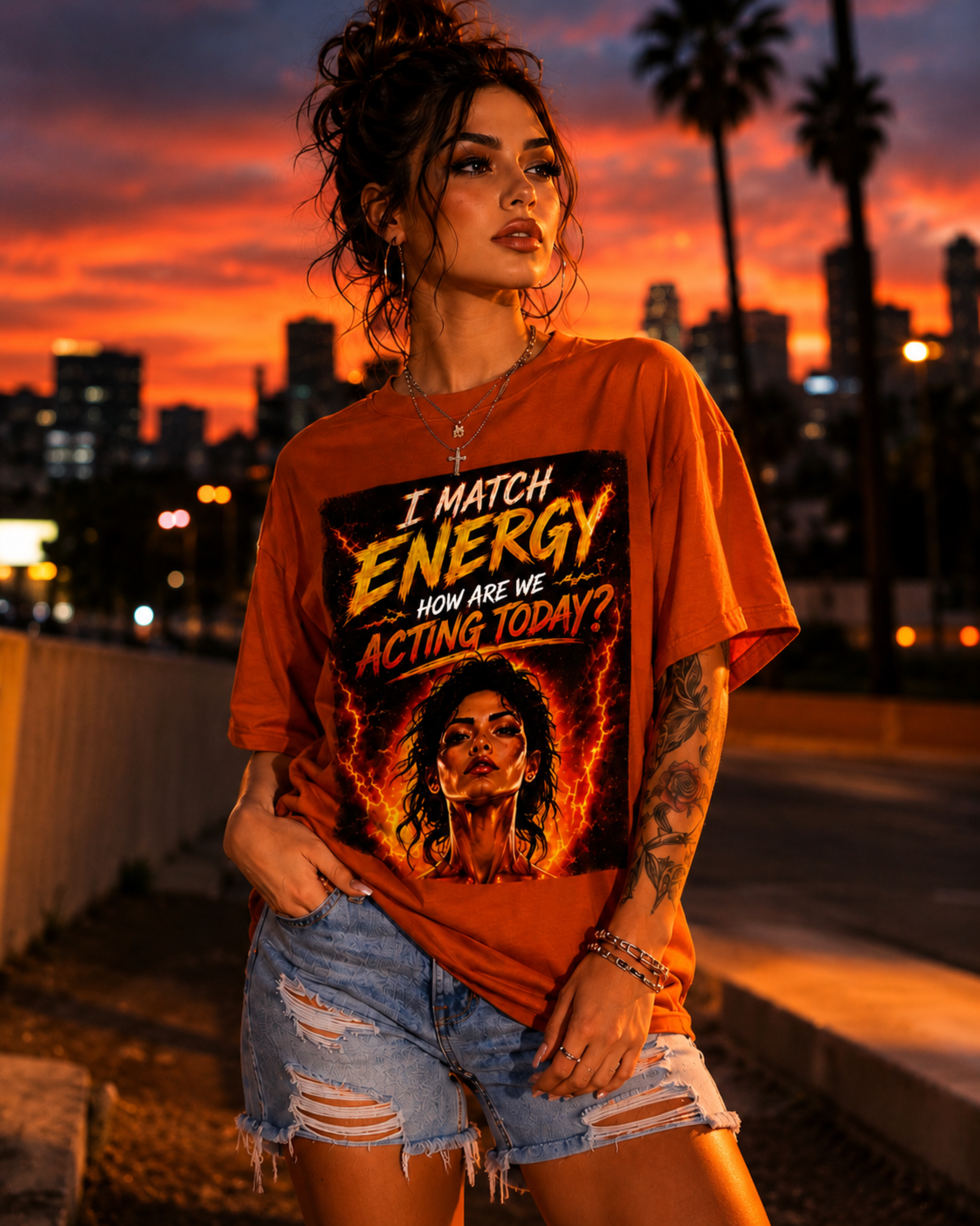 Match Energy Tee – 'I Match Energy, How Are We Acting Today?' Graphic T-Shirt