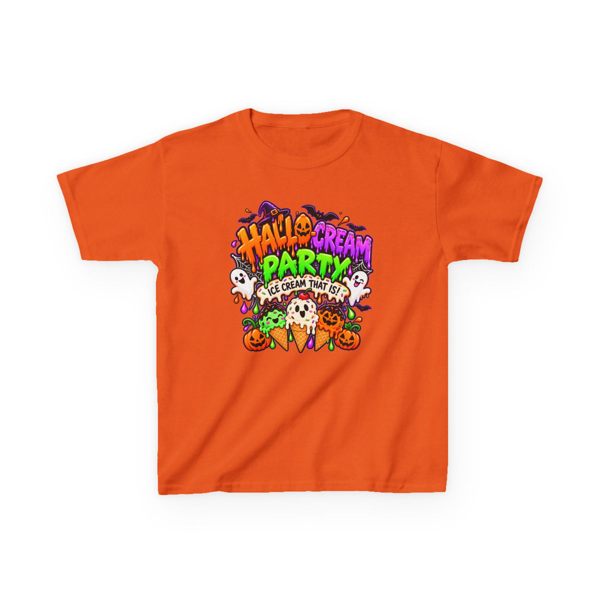 Kids Halloween Ice Cream Party T-Shirt — Cute Spooky Ghosts & Pumpkin Treats