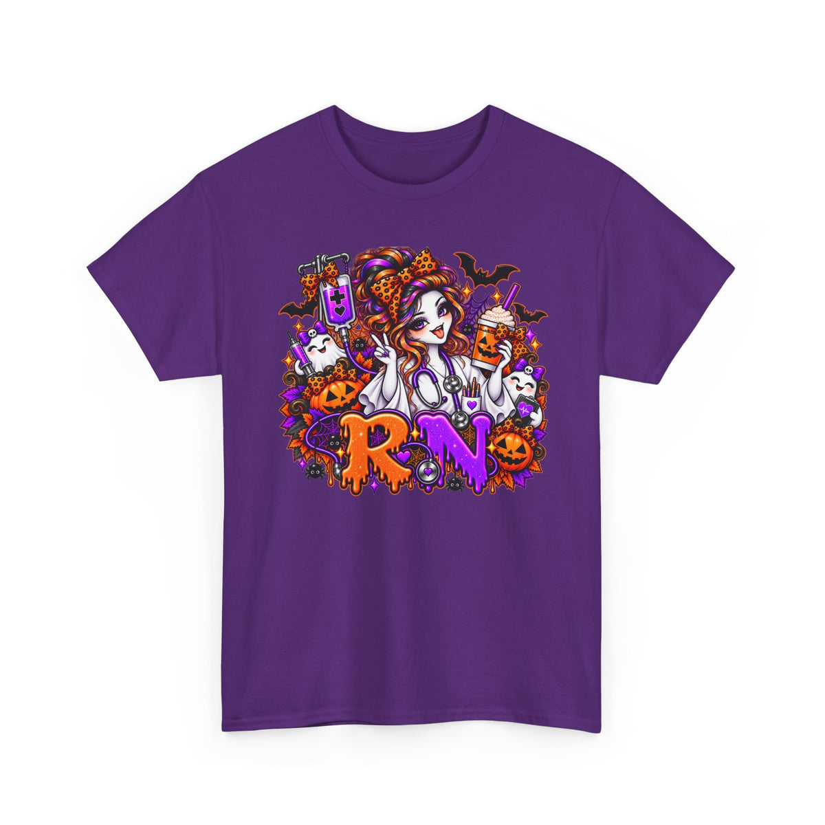 Halloween Nurse RN T‑Shirt — Spooky Pumpkin Skull Medical Halloween Tee
