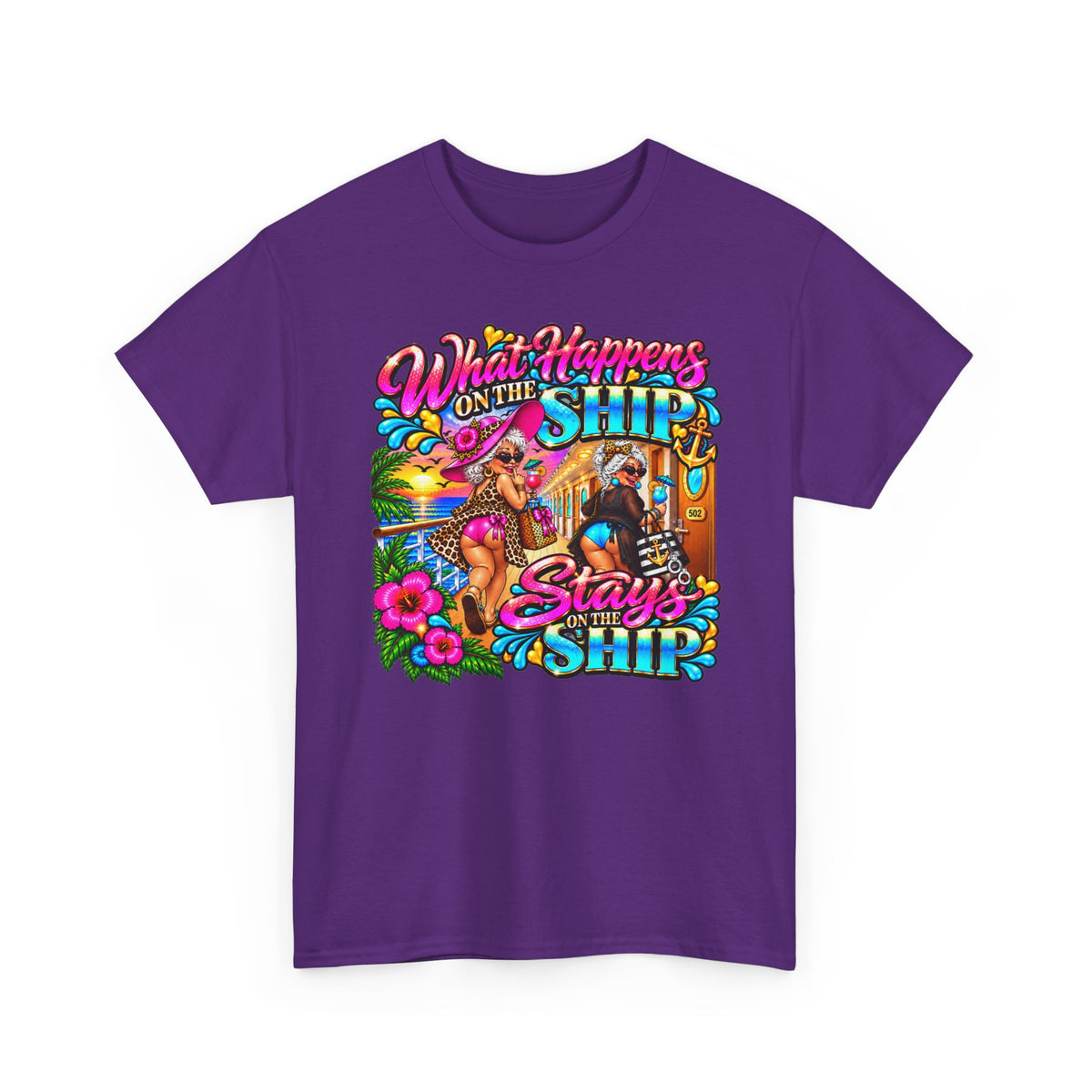 Cruise Vacation T‑Shirt — "What Happens on the Ship Stays on the Ship"