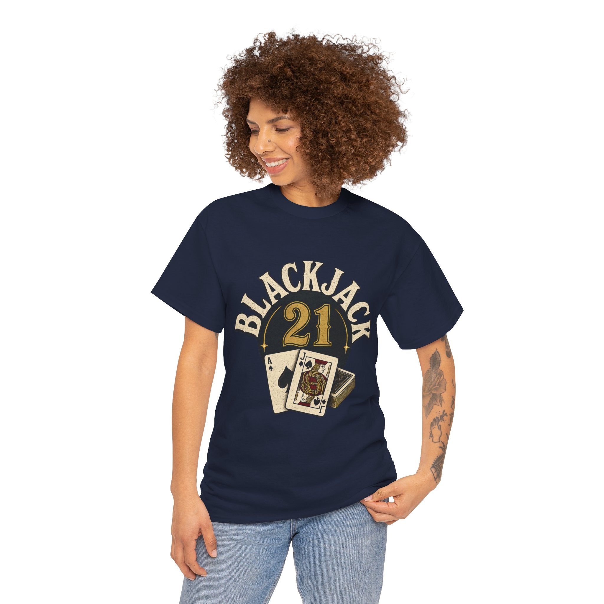 Blackjack 21 Graphic Tee — Casino Playing Cards Shirt