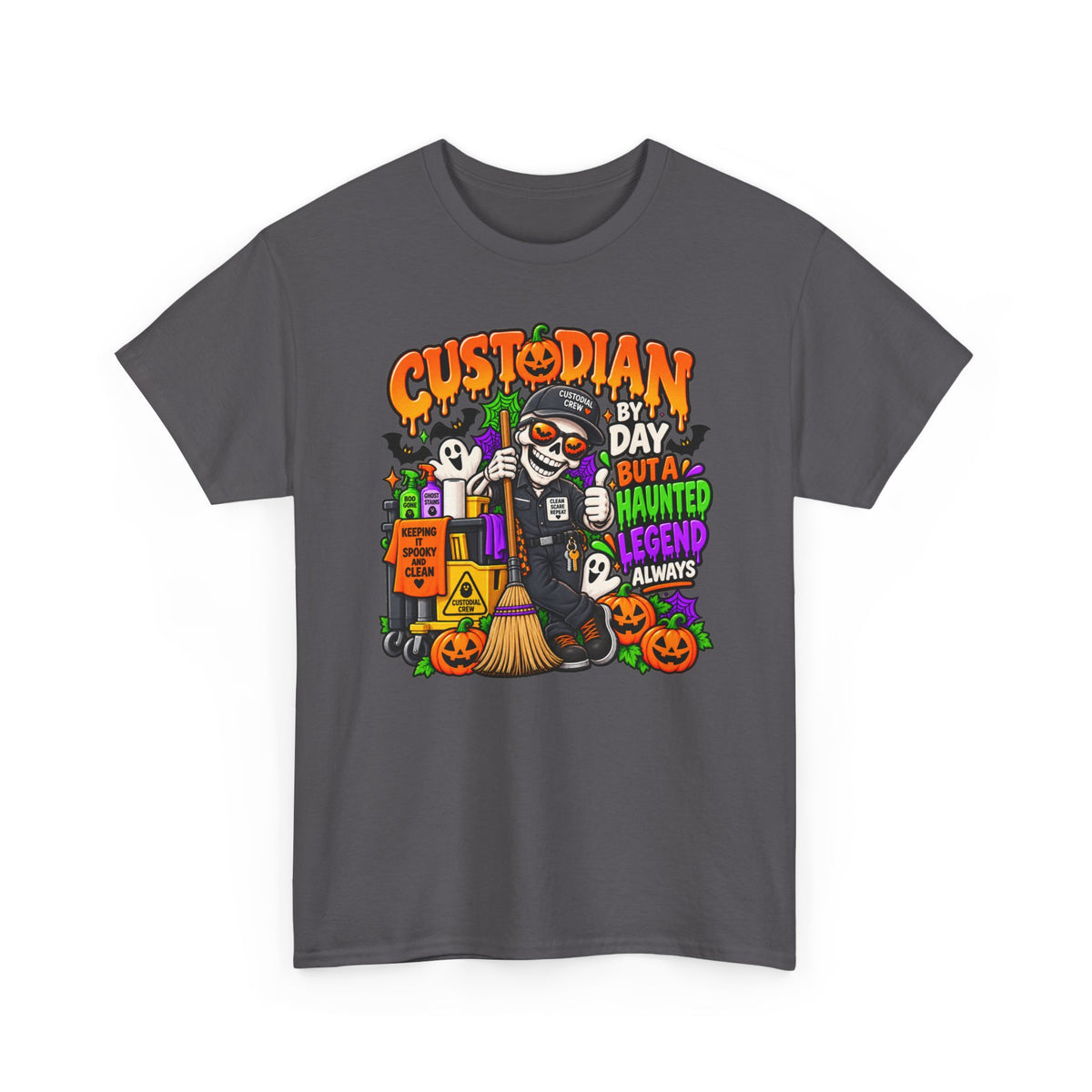 Custodian Haunted Legend Halloween T-Shirt — Funny Night Custodial Crew Tee
