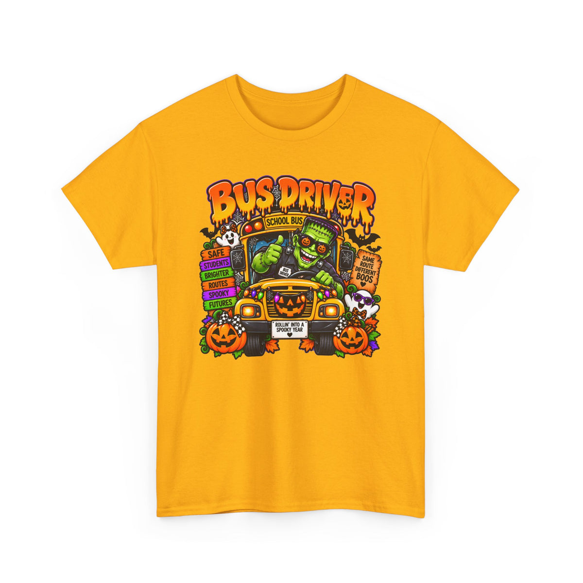Halloween Bus Driver Tee — Funny School Bus Driver Pumpkin Design