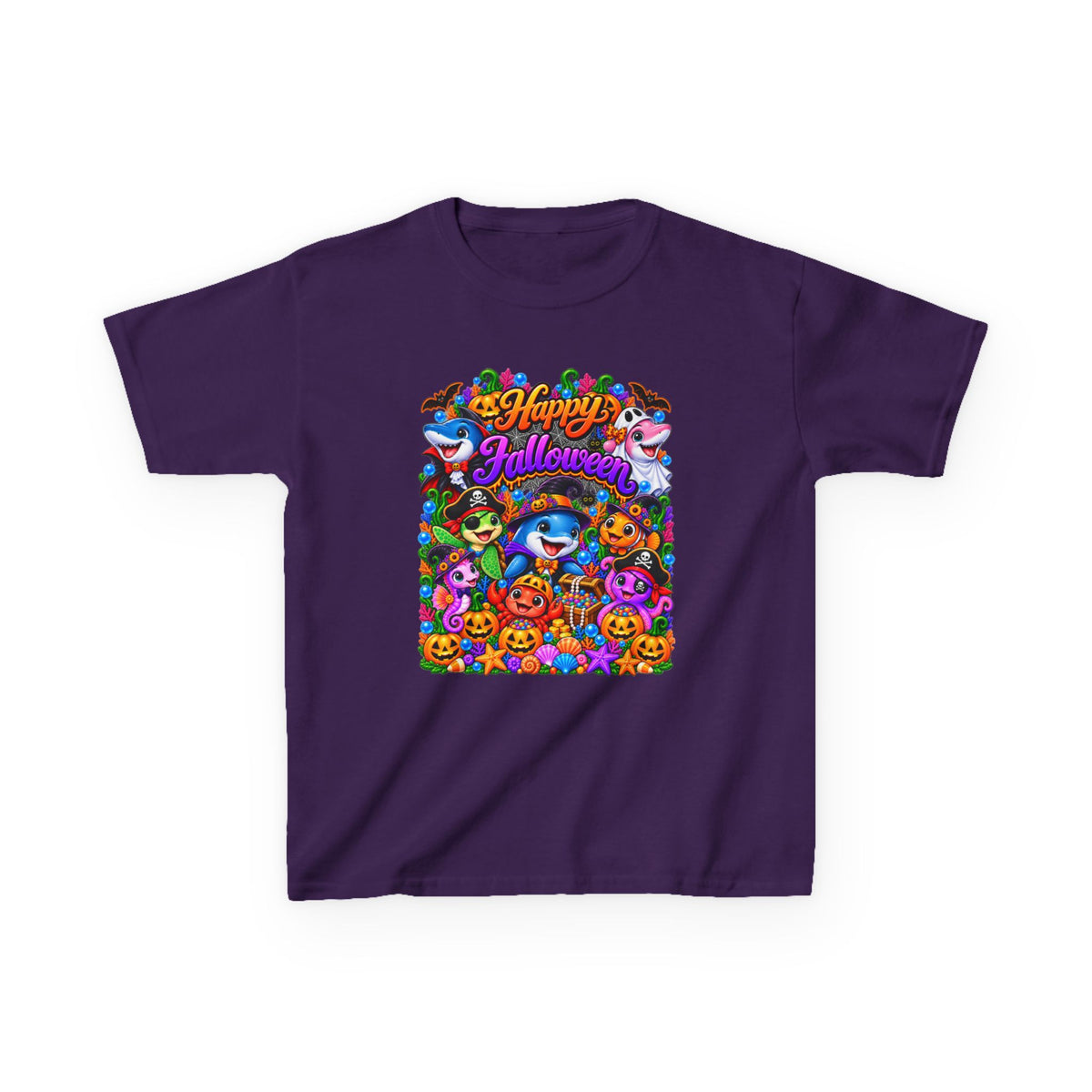 Kids Halloween T-Shirt — Colorful Happy Halloween Cartoon Design