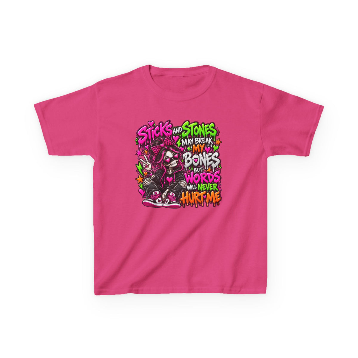 Kids Tee — "Sticks and Stones May Break My Bones"
