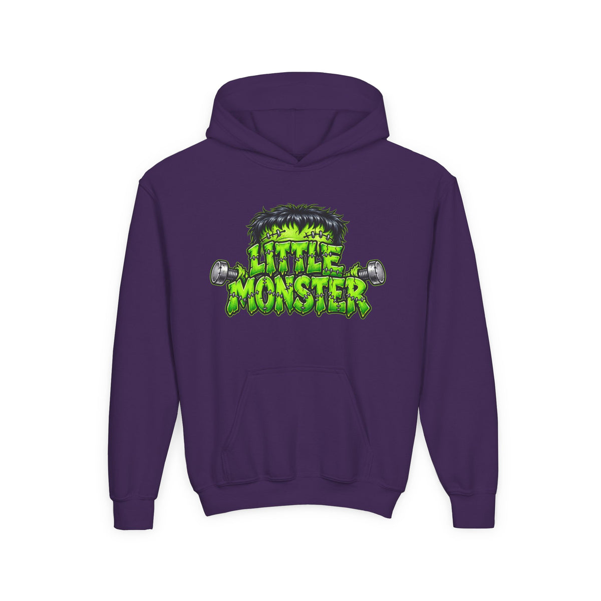 Youth Hoodie "Little Monster" Green Cartoon Kids Sweatshirt