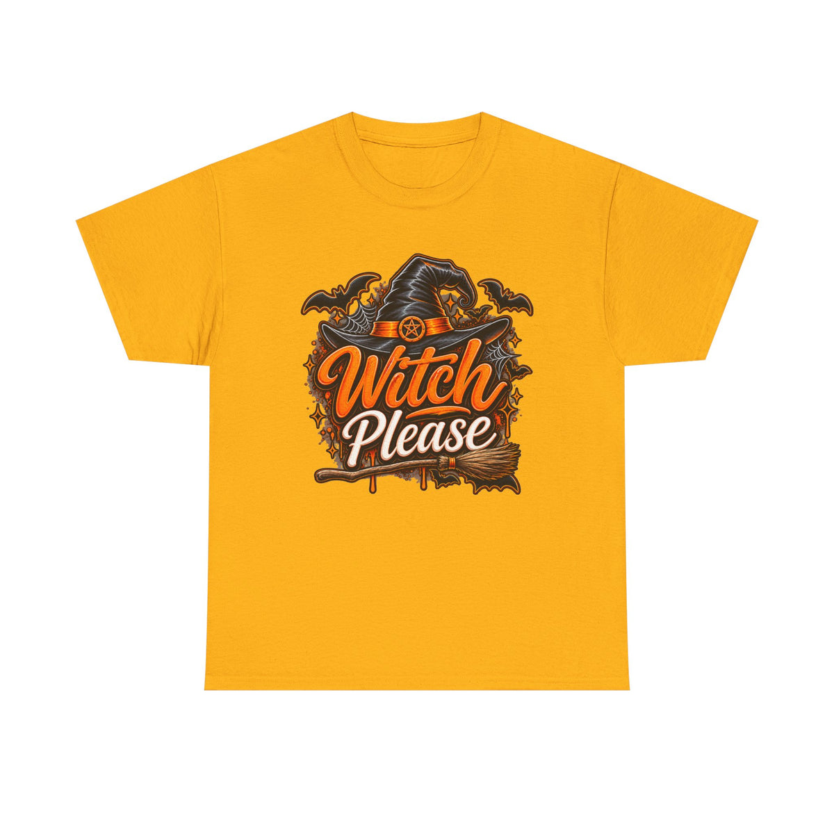 Witch Please T‑Shirt — Funny Halloween Witch Hat & Broom Tee