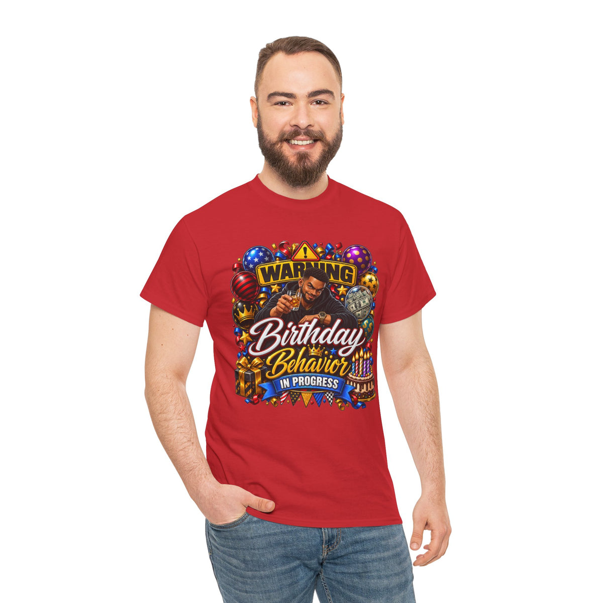 Birthday Behavior Tee — "Warning: Birthday Behavior in Progress" Party T‑Shirt