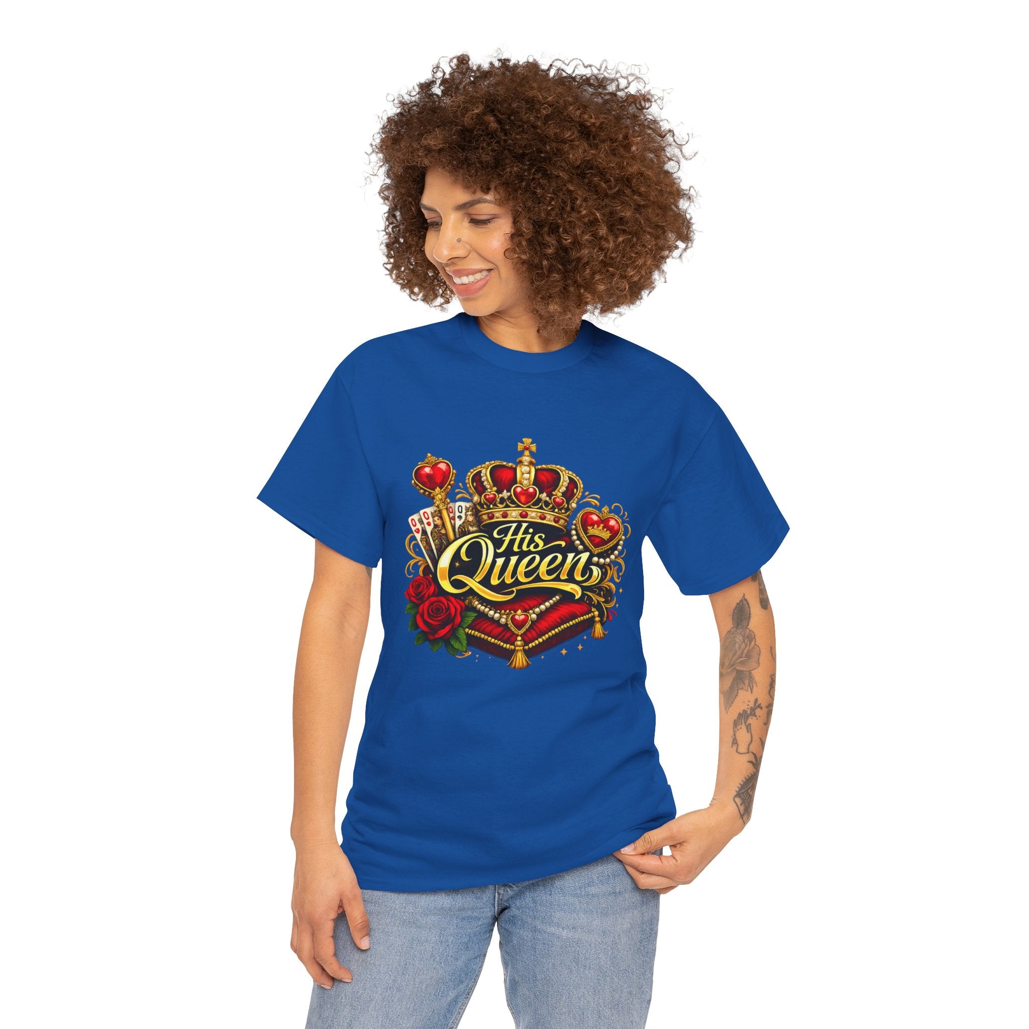 His Queen T-Shirt — Royal Crown & Rose Graphic Tee