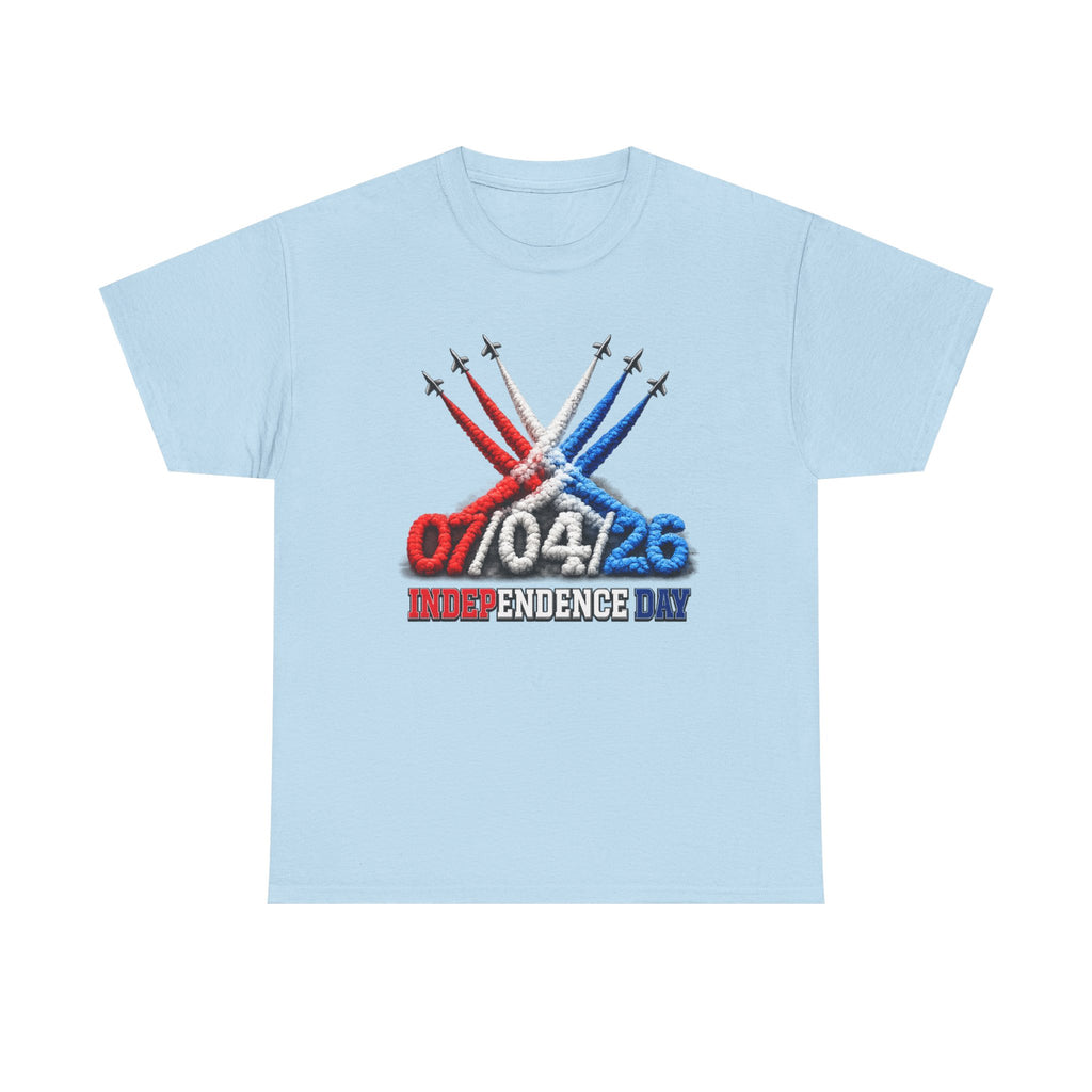 Independence Day Jet Flyover T-Shirt — 07/04/26 Patriotic Red White Blue Tee