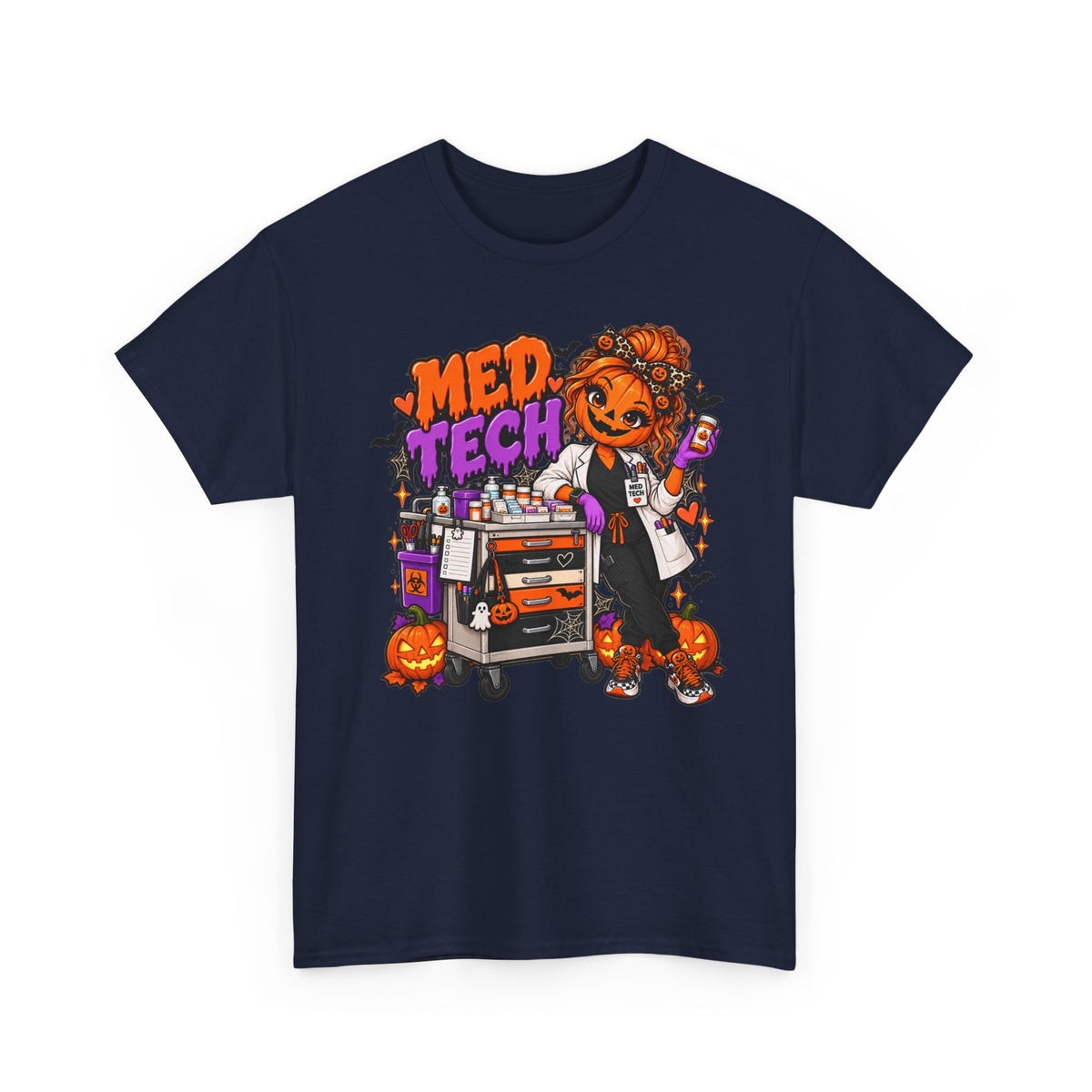 Med Tech Halloween T-Shirt — Cute Medical Technician Pumpkin Nurse Tee