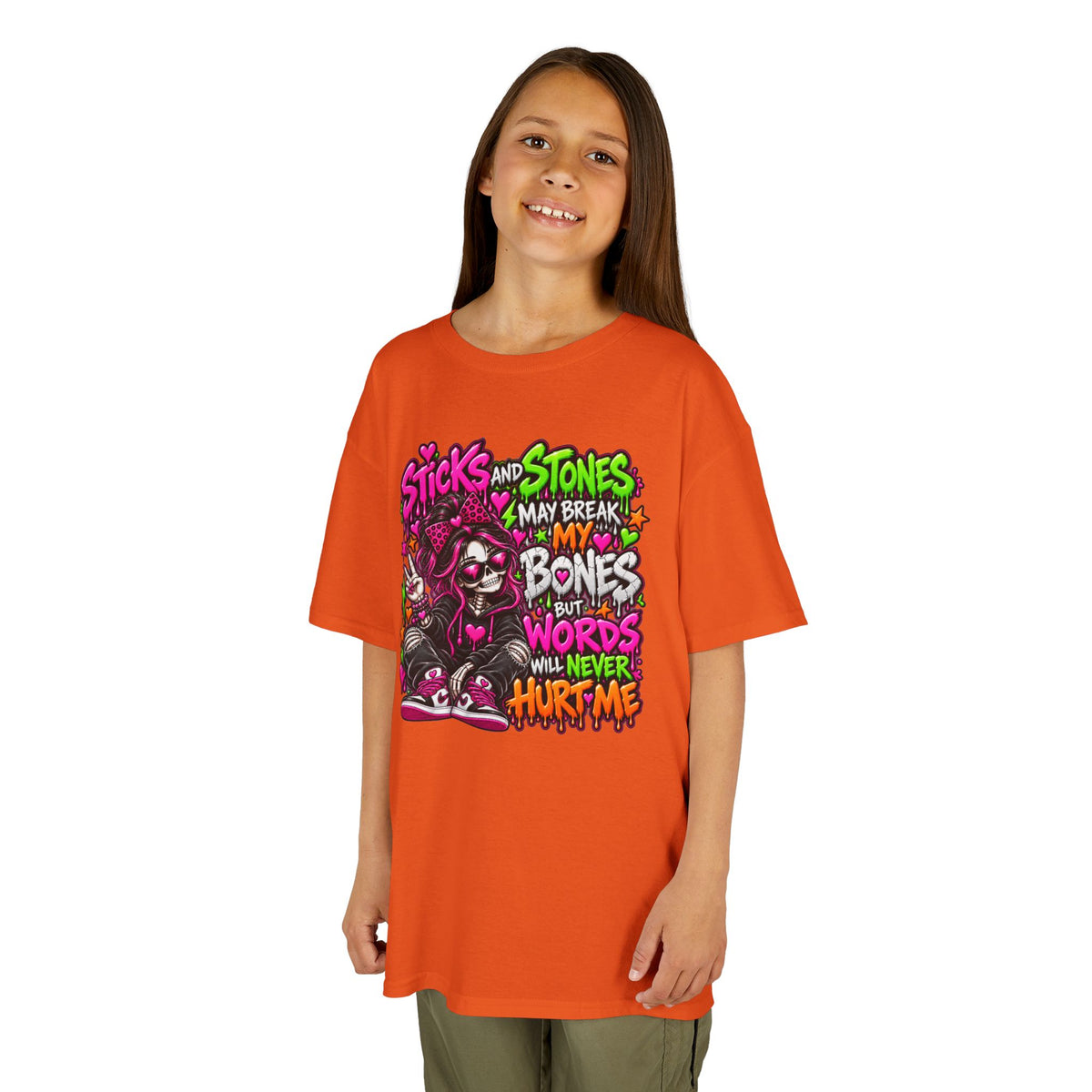 Kids Tee — "Sticks and Stones May Break My Bones"