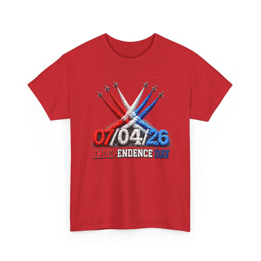 Independence Day Jet Flyover T-Shirt — 07/04/26 Patriotic Red White Blue Tee
