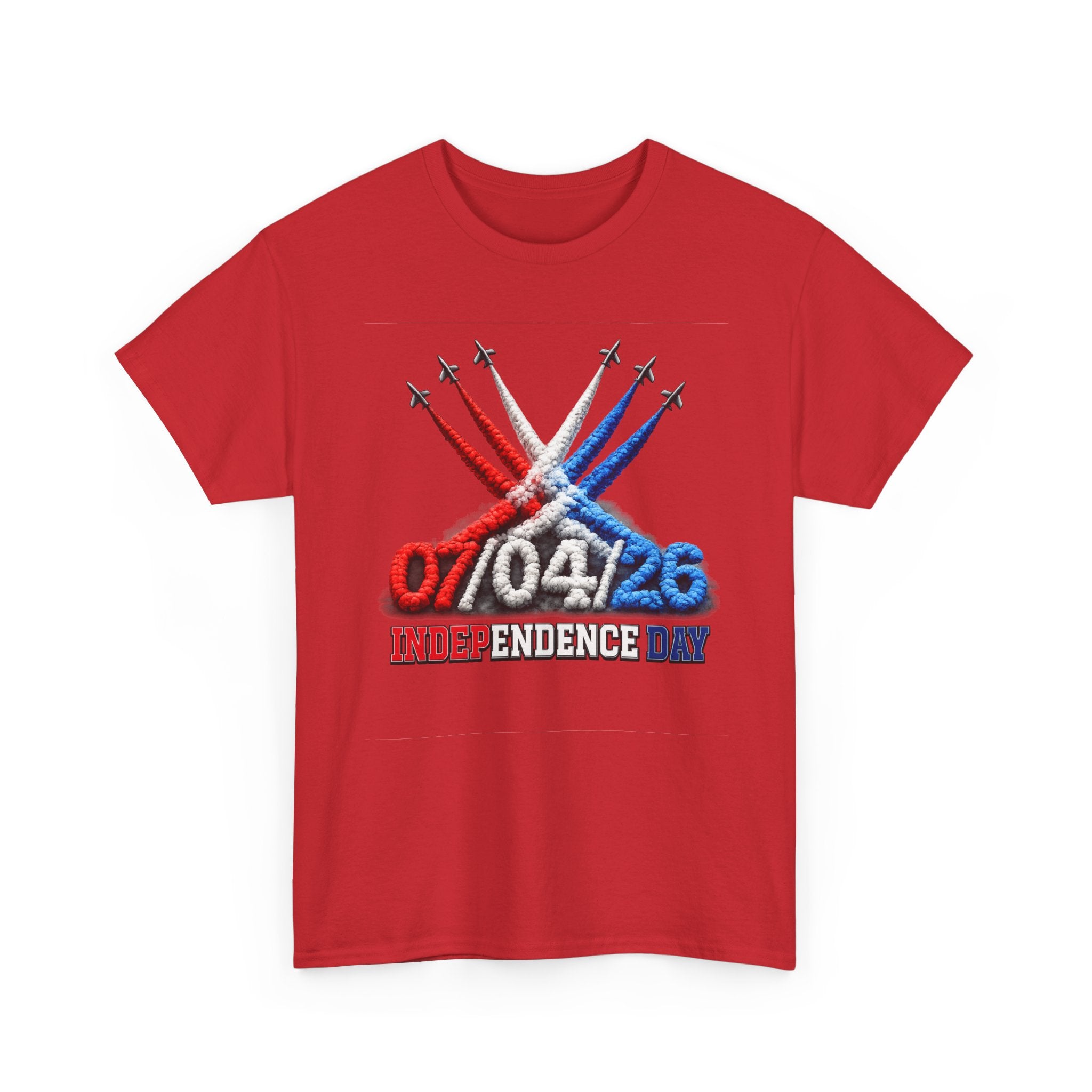 Independence Day Jet Flyover T-Shirt — 07/04/26 Patriotic Red White Blue Tee