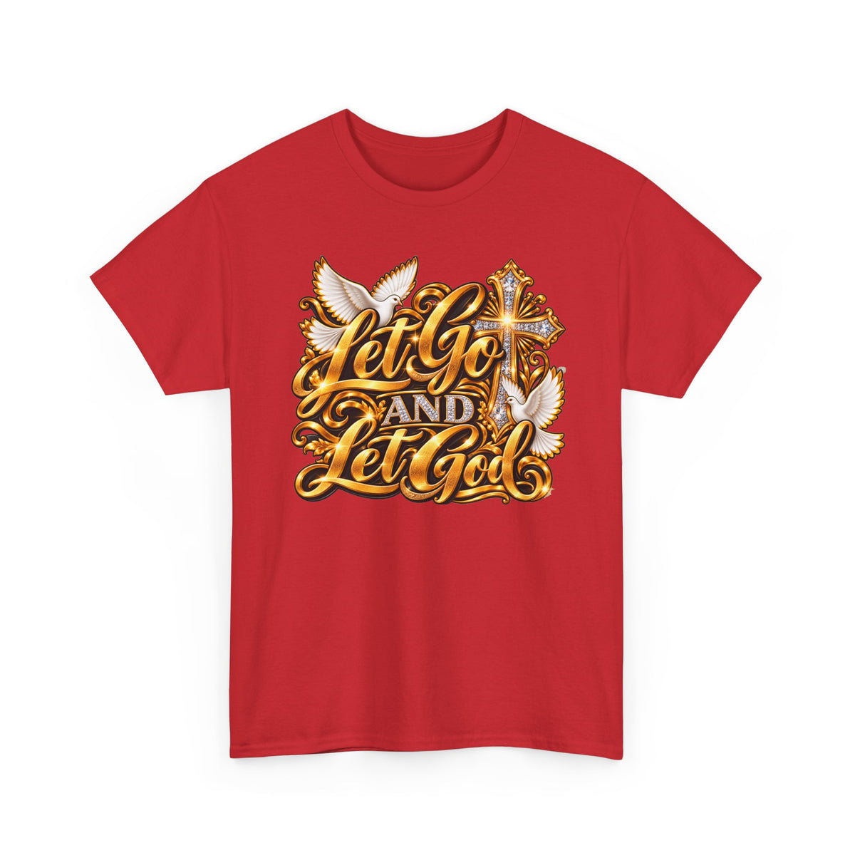 Let Go and Let God T-Shirt — Inspirational Christian Faith Tee with Dove & Cross