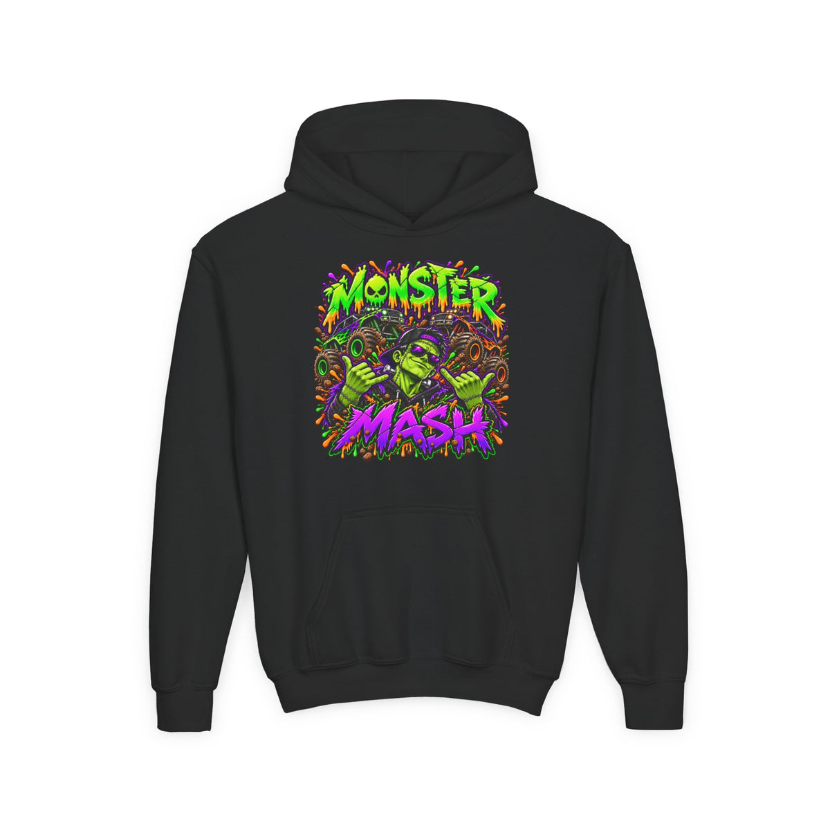Monster Mash Youth Hoodie – Colorful Halloween Kids Sweatshirt