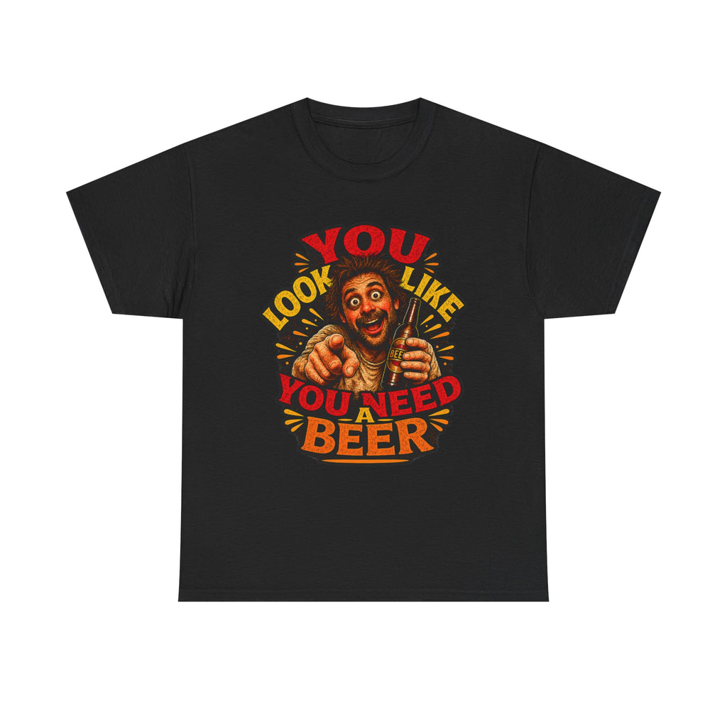 Beer Graphic Tee – “You Look Like You Need Beer” Vintage Party T-Shirt