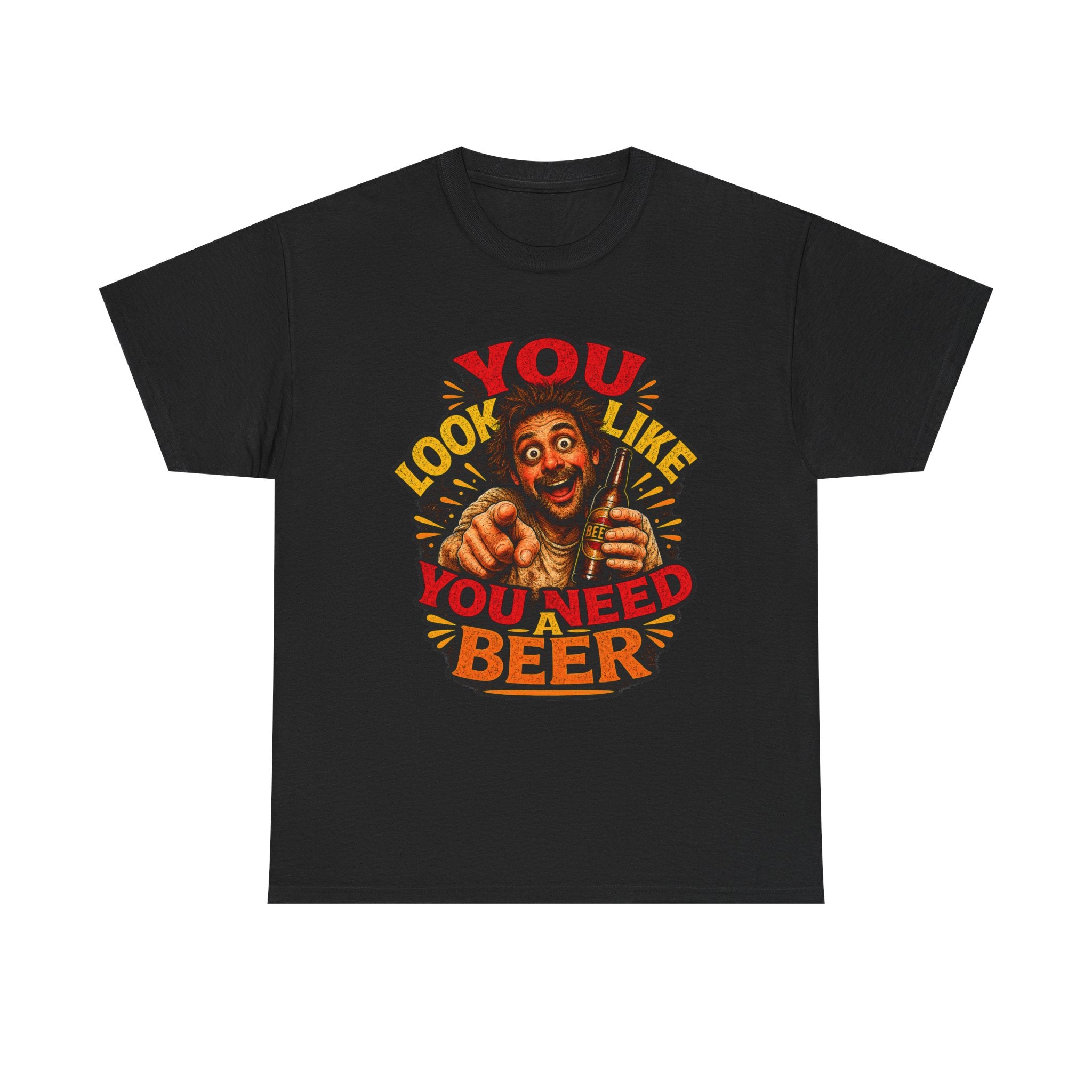 Beer Graphic Tee – “You Look Like You Need Beer” Vintage Party T-Shirt